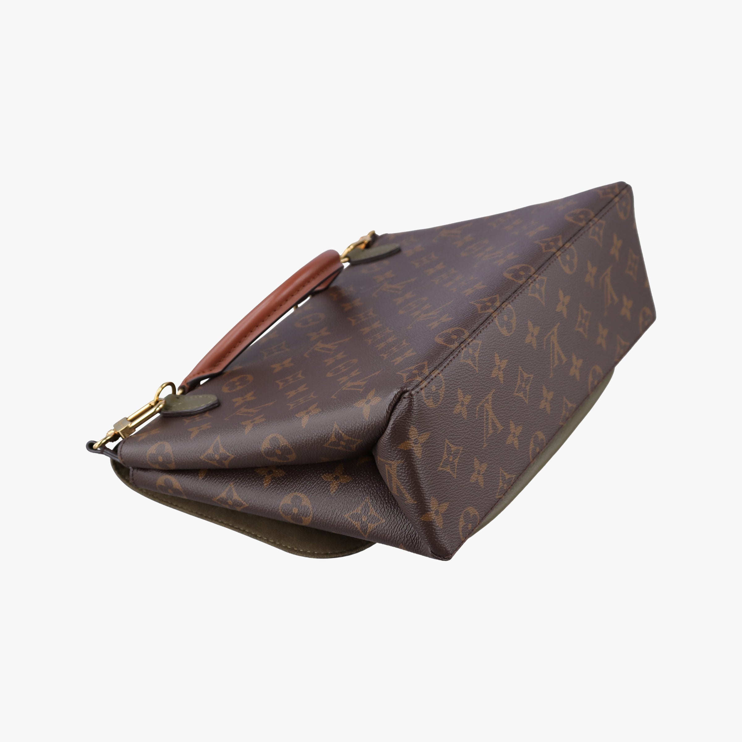 Pre-owned Louis Vuitton MARIGNAN brown×Khaki Monogram Canvas×calf leather M44286 shoulderbag | stylenewstar