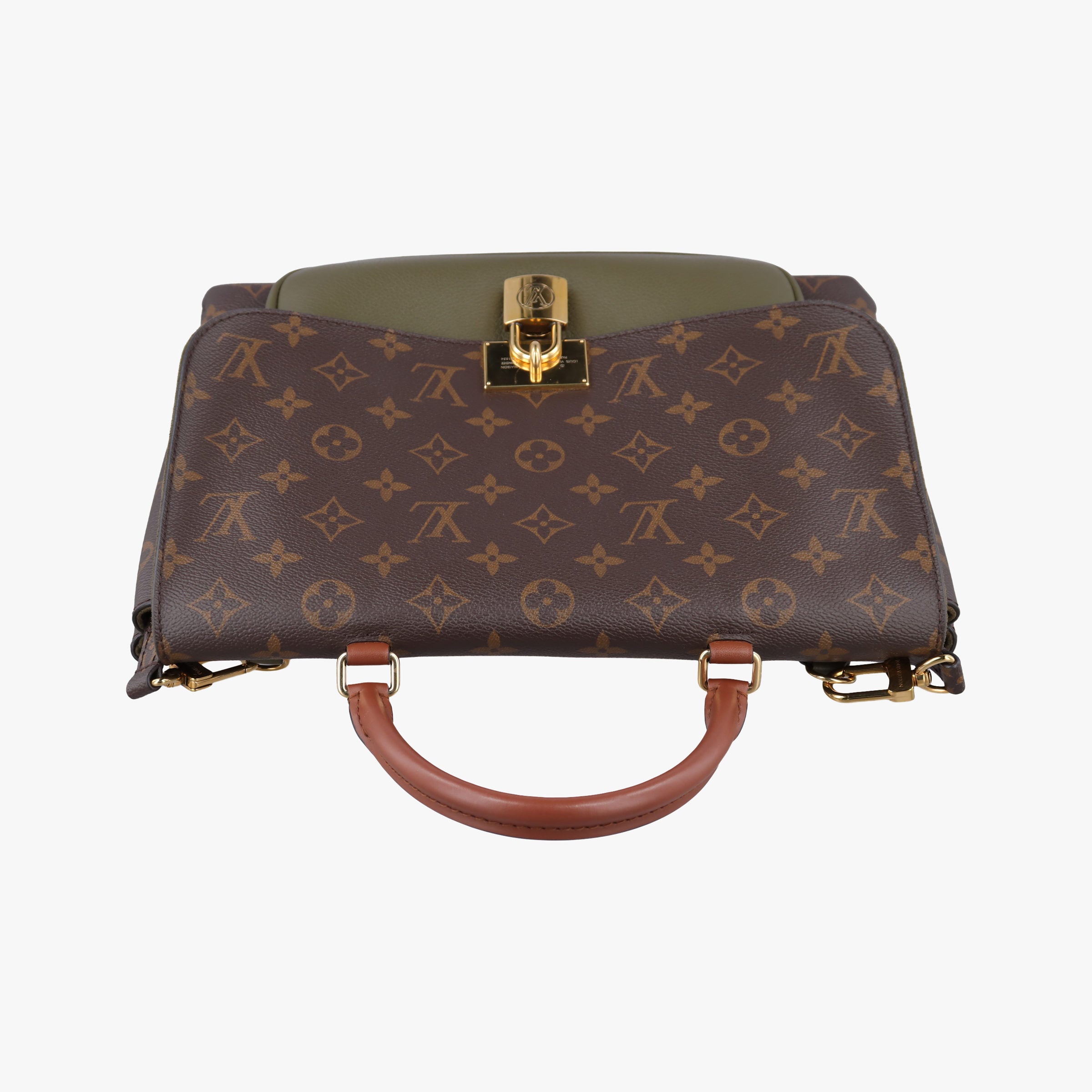 Pre-owned Louis Vuitton MARIGNAN brown×Khaki Monogram Canvas×calf leather M44286 shoulderbag | stylenewstar