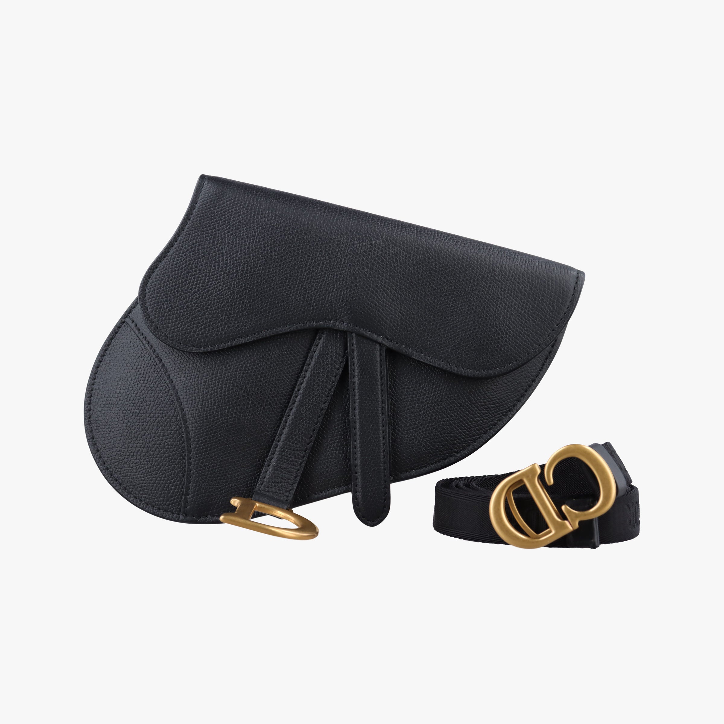 Pre-owned Christian Dior saddle Black leather  bum bag/waist bag | stylenewstar