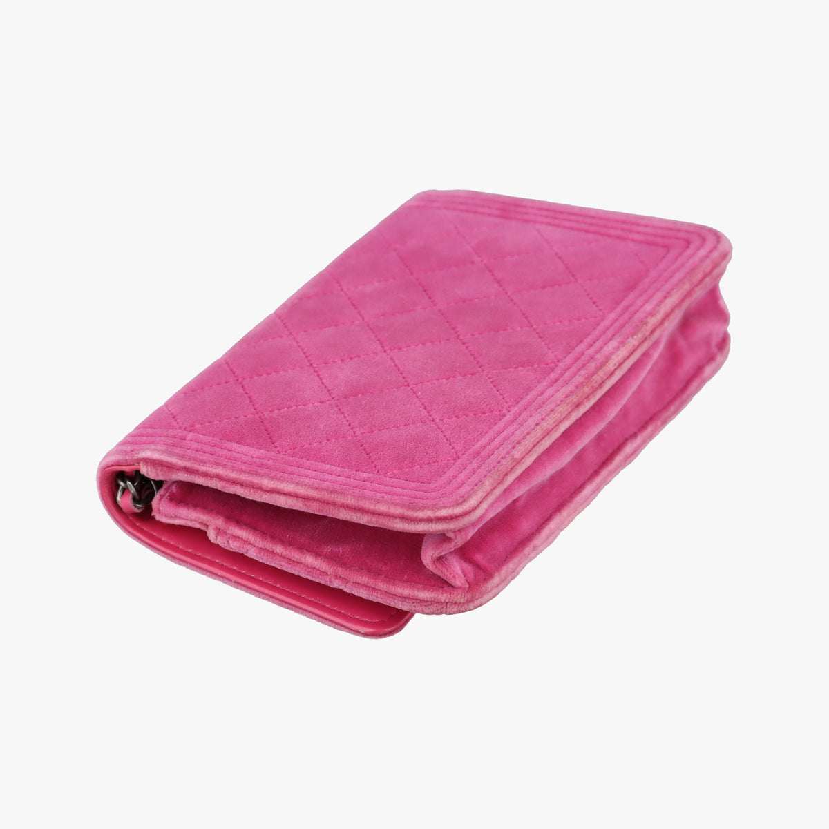 Secondhand Chanel BOY CHANEL Chain Wallet Rose velour A68911 shoulderbag | stylenewstar