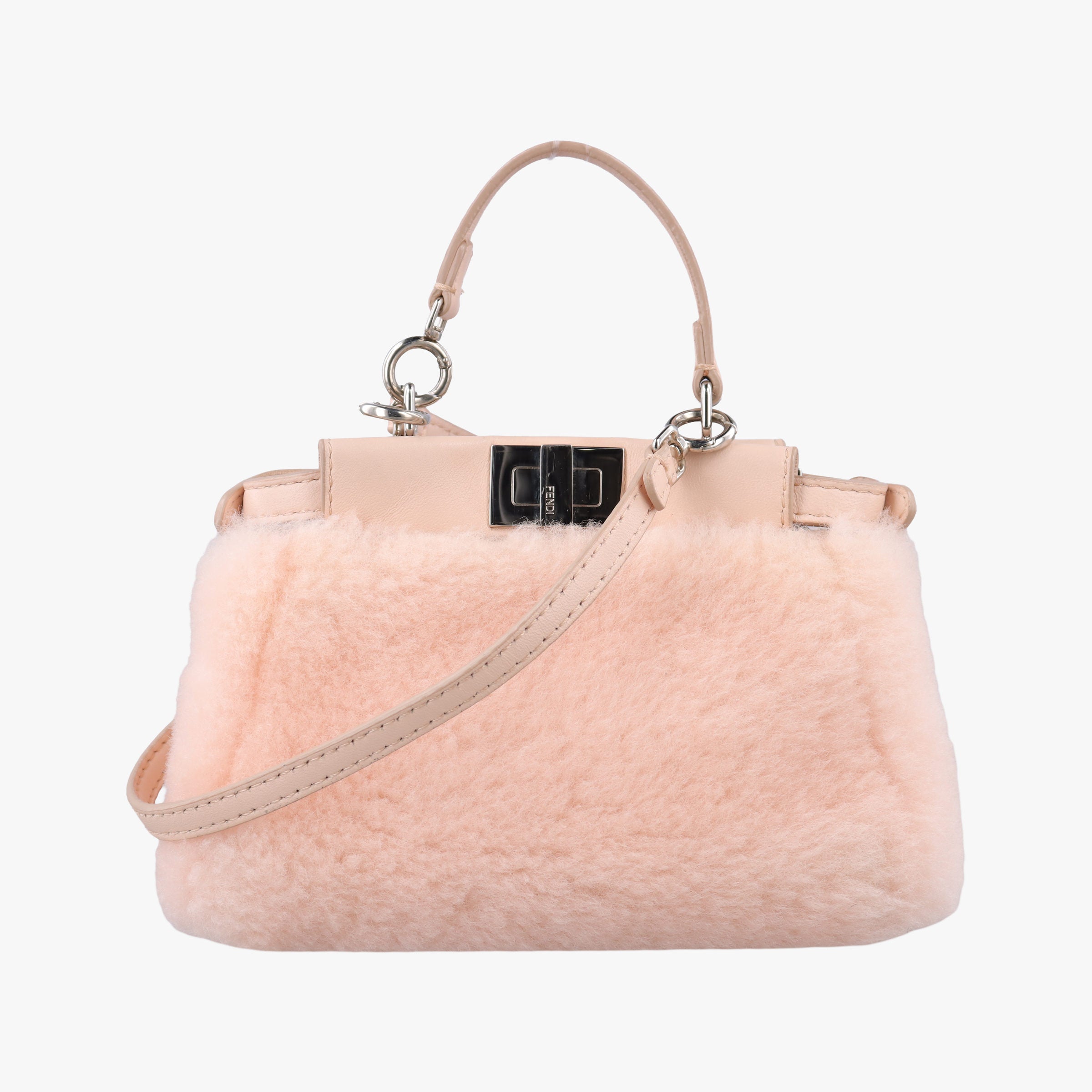 Pre-owned Fendi Micro Peekaboo Pink Leather × Pile 8M0355 shoulderbag | stylenewstar