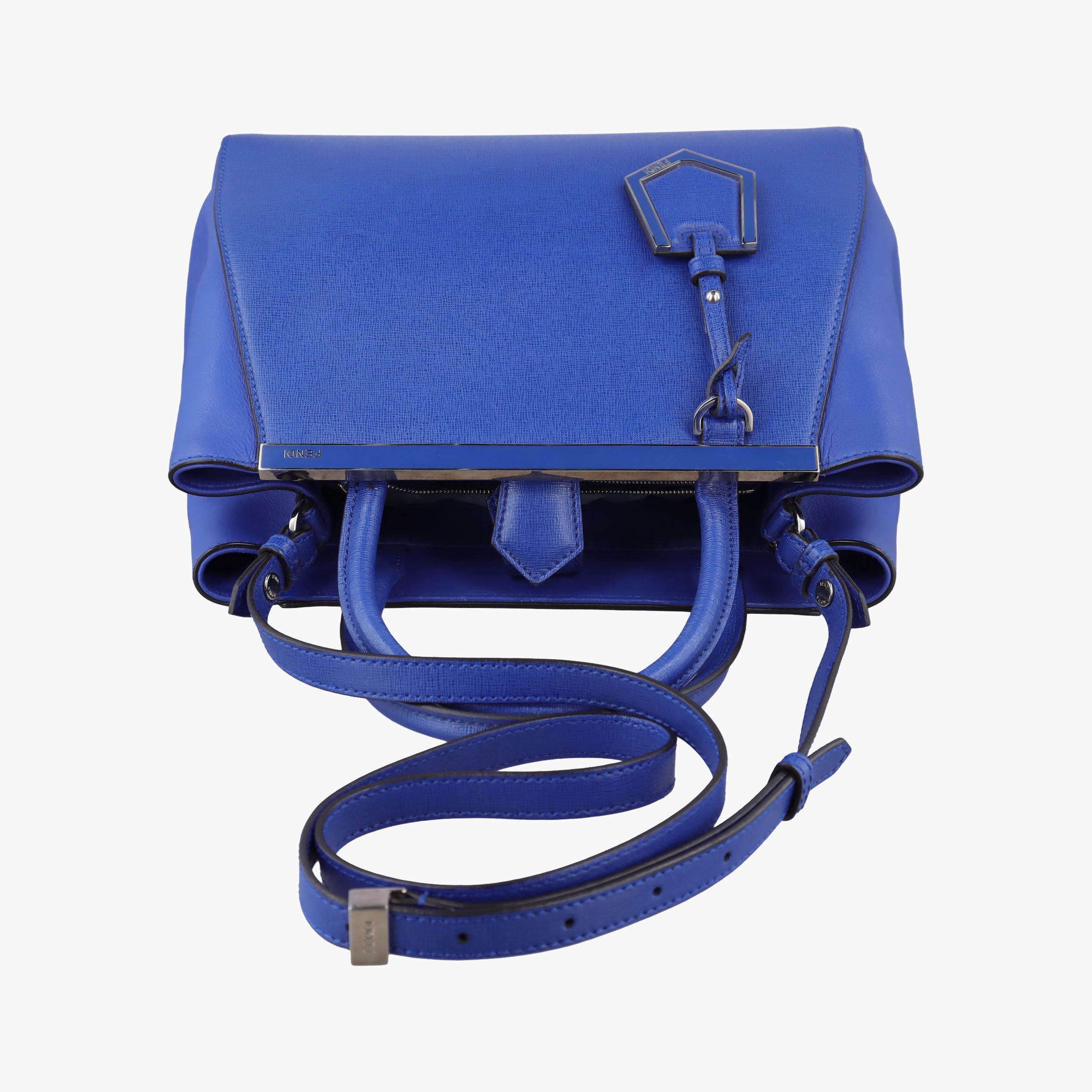 Vintage Fendi Petite 2 JOURS Blue Leather 8BH253 shoulderbag | stylenewstar