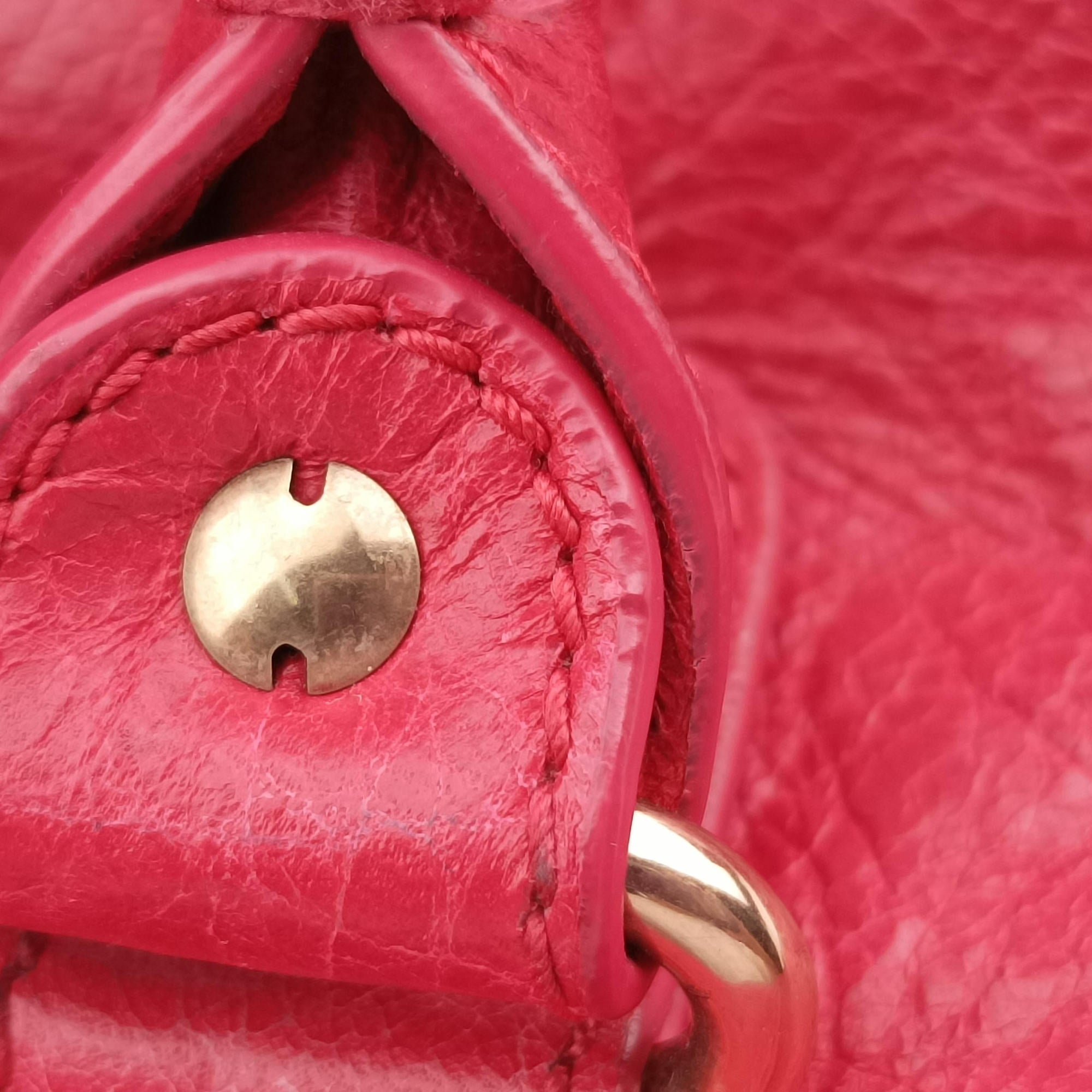 Vintage Balenciaga Electric Perforated Motorcycle City Red lambskin  shoulderbag | stylenewstar