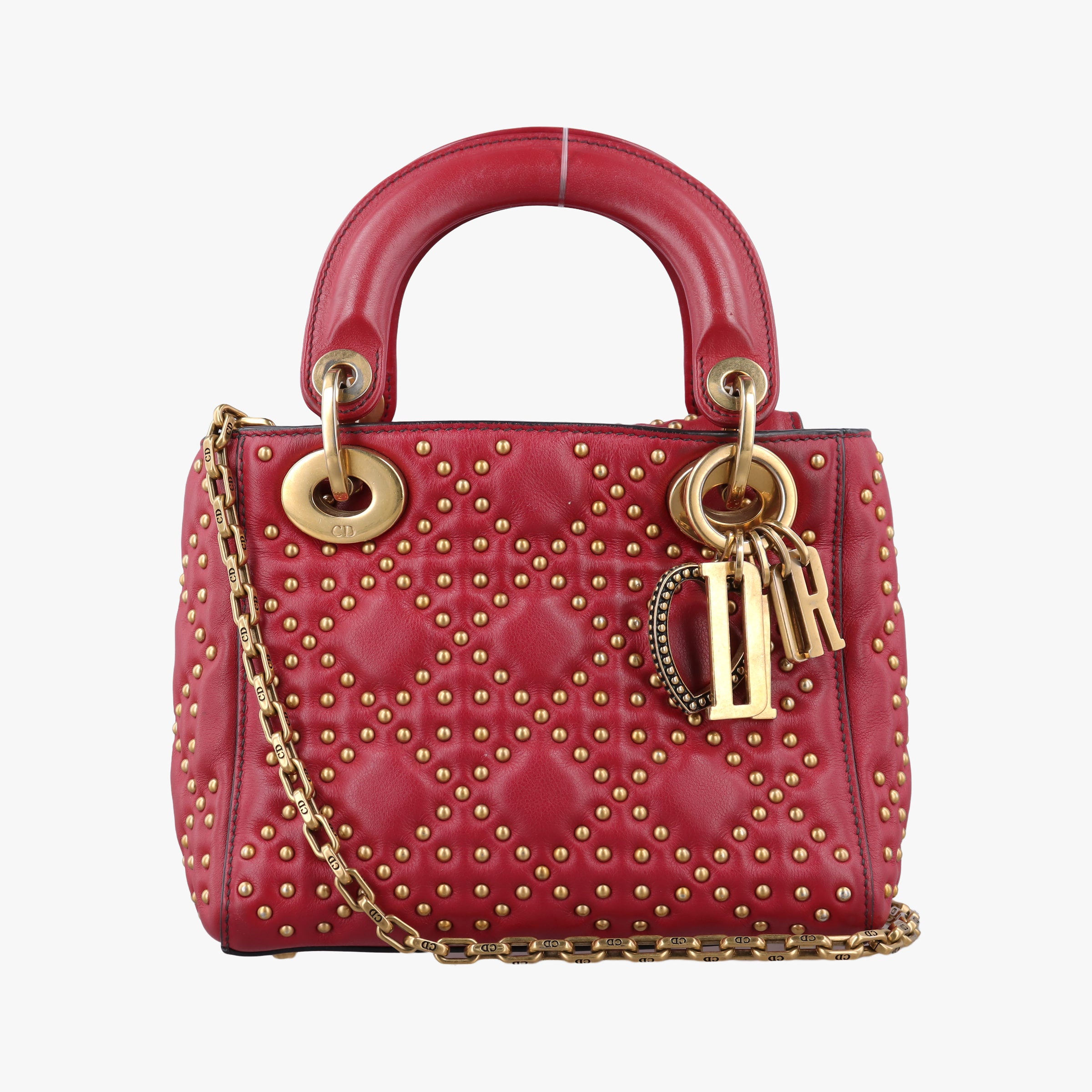 Pre-owned Christian Dior Lady Dior Red Leather  shoulderbag | stylenewstar