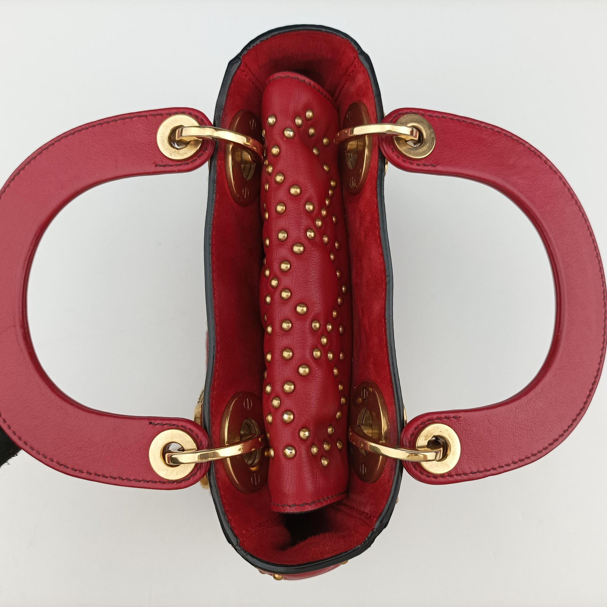 Pre-owned Christian Dior Lady Dior Red Leather  shoulderbag | stylenewstar