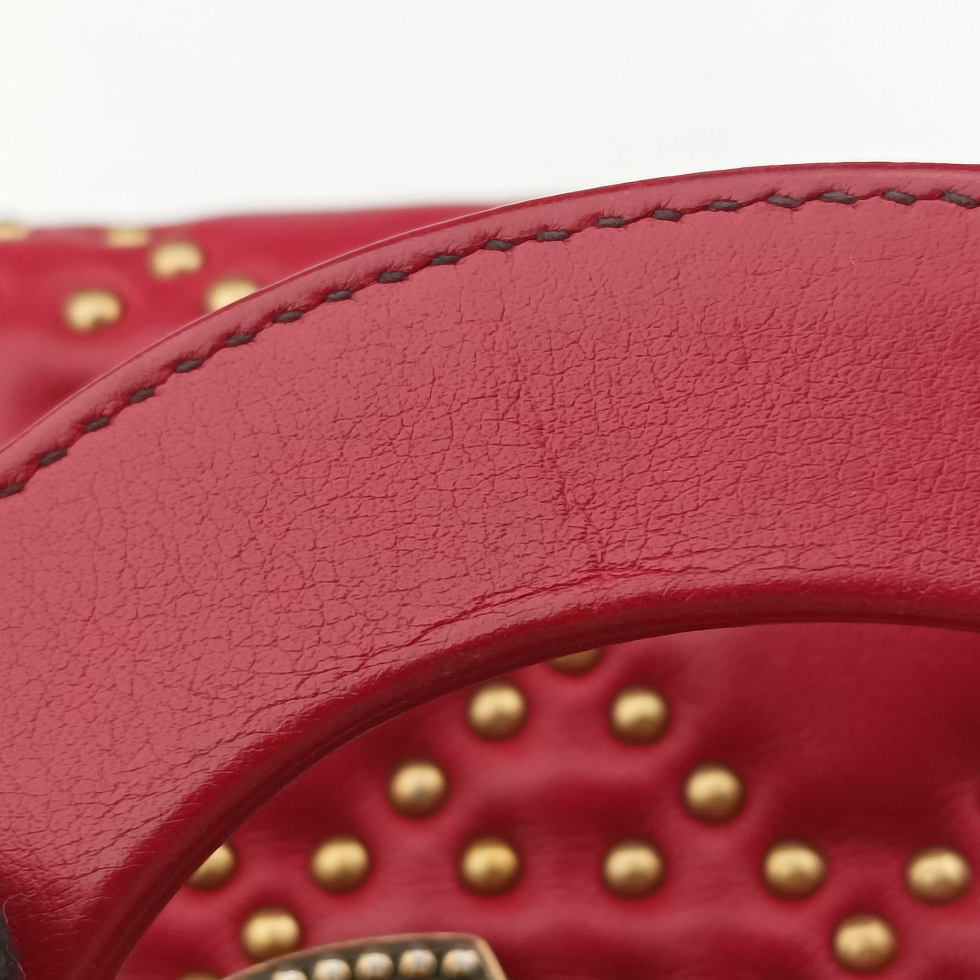 Pre-owned Christian Dior Lady Dior Red Leather  shoulderbag | stylenewstar