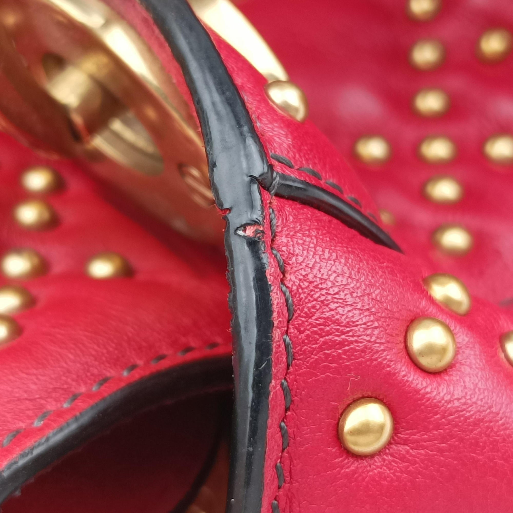 Pre-owned Christian Dior Lady Dior Red Leather  shoulderbag | stylenewstar