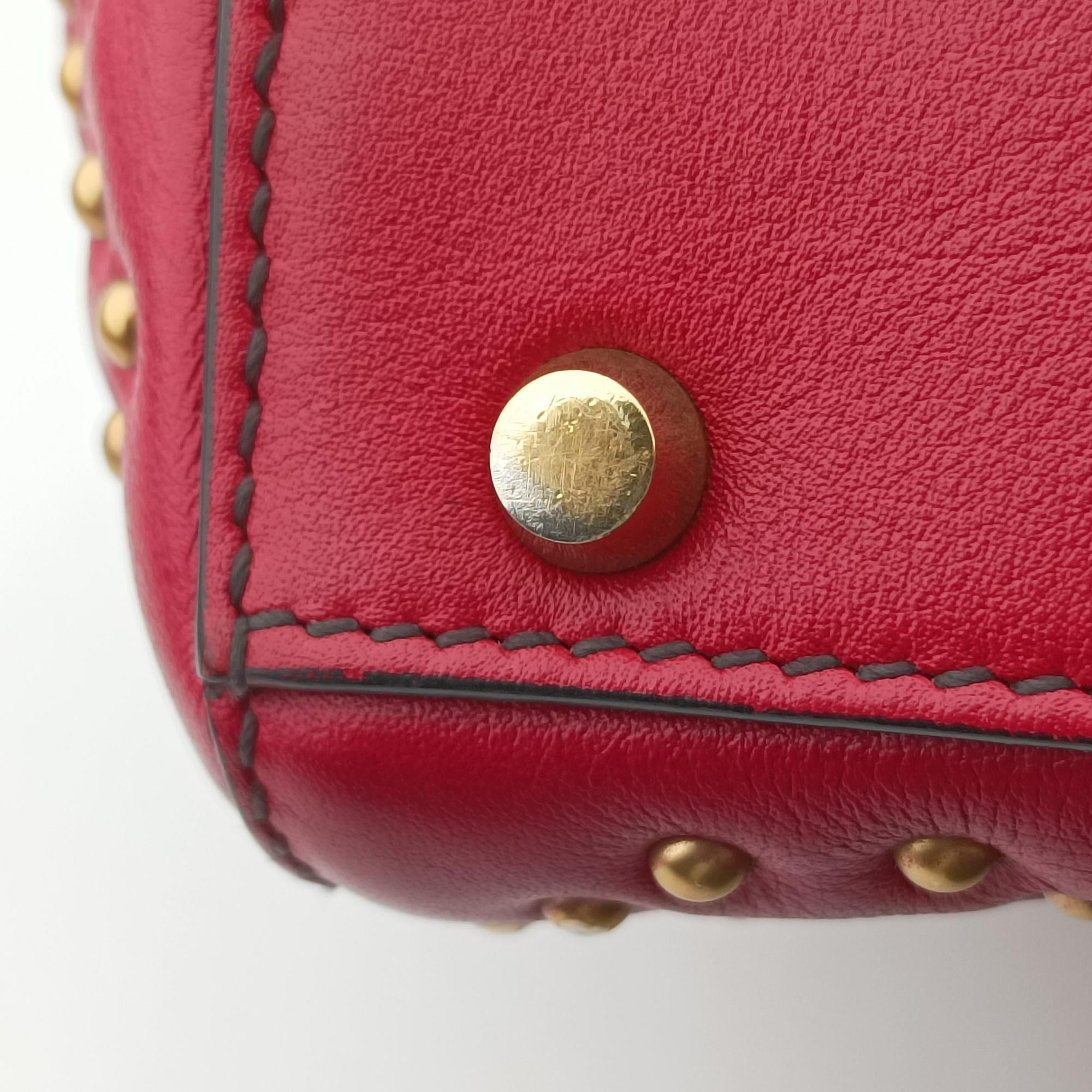 Pre-owned Christian Dior Lady Dior Red Leather  shoulderbag | stylenewstar