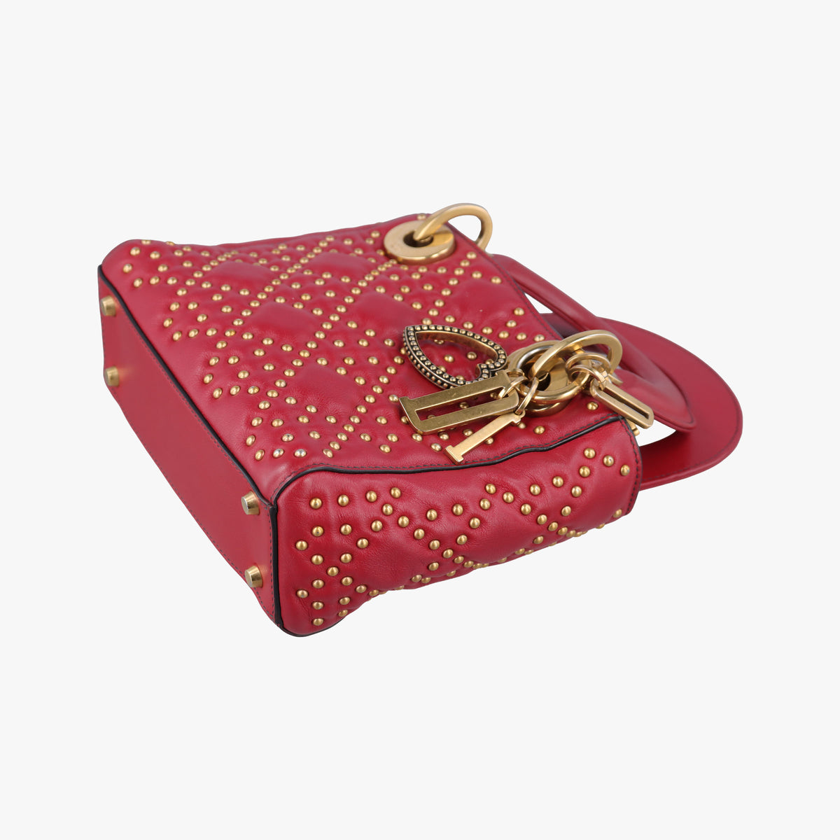 Pre-owned Christian Dior Lady Dior Red Leather  shoulderbag | stylenewstar