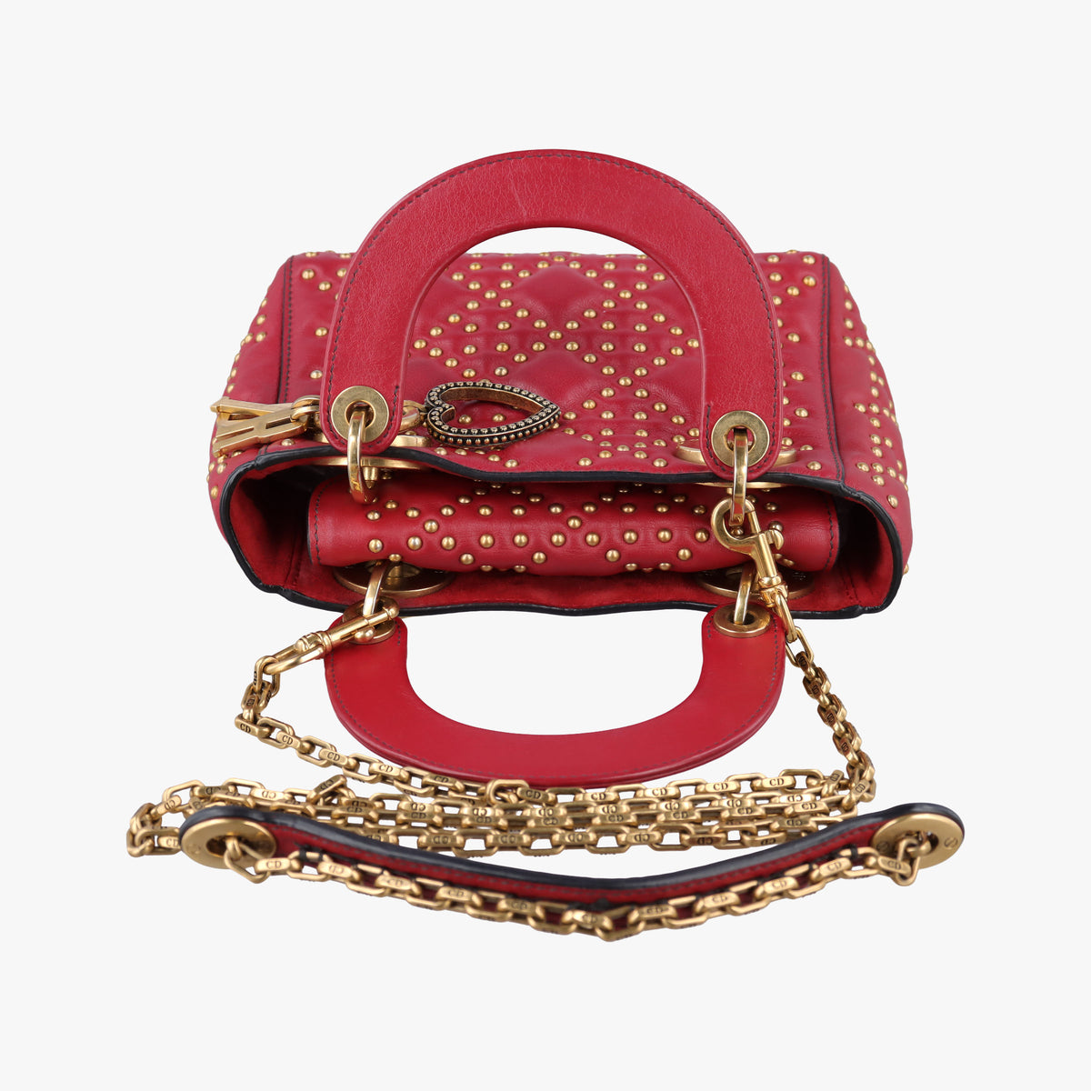 Pre-owned Christian Dior Lady Dior Red Leather  shoulderbag | stylenewstar