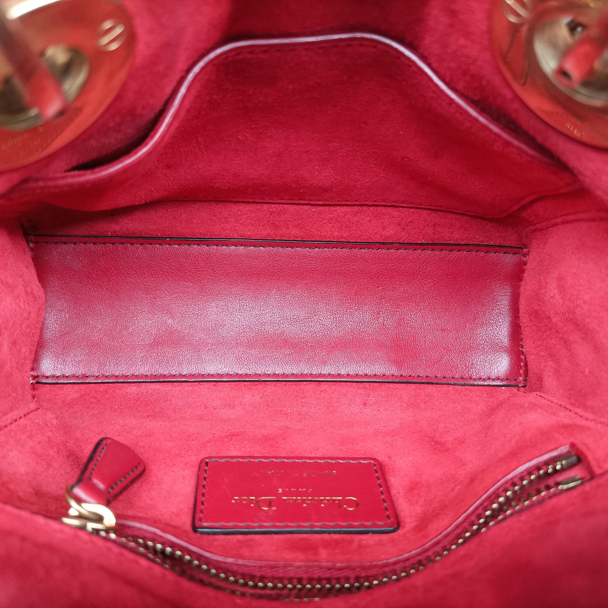 Pre-owned Christian Dior Lady Dior Red Leather  shoulderbag | stylenewstar