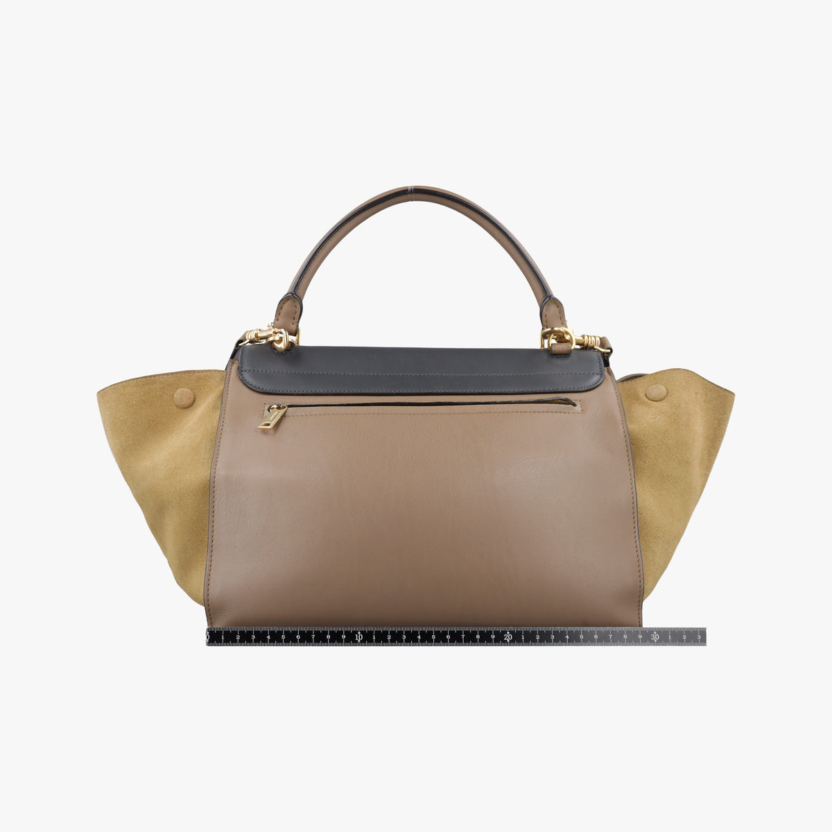 Vintage Celine Trapeze Beige× Gray×brown Suede × leather  shoulderbag | stylenewstar