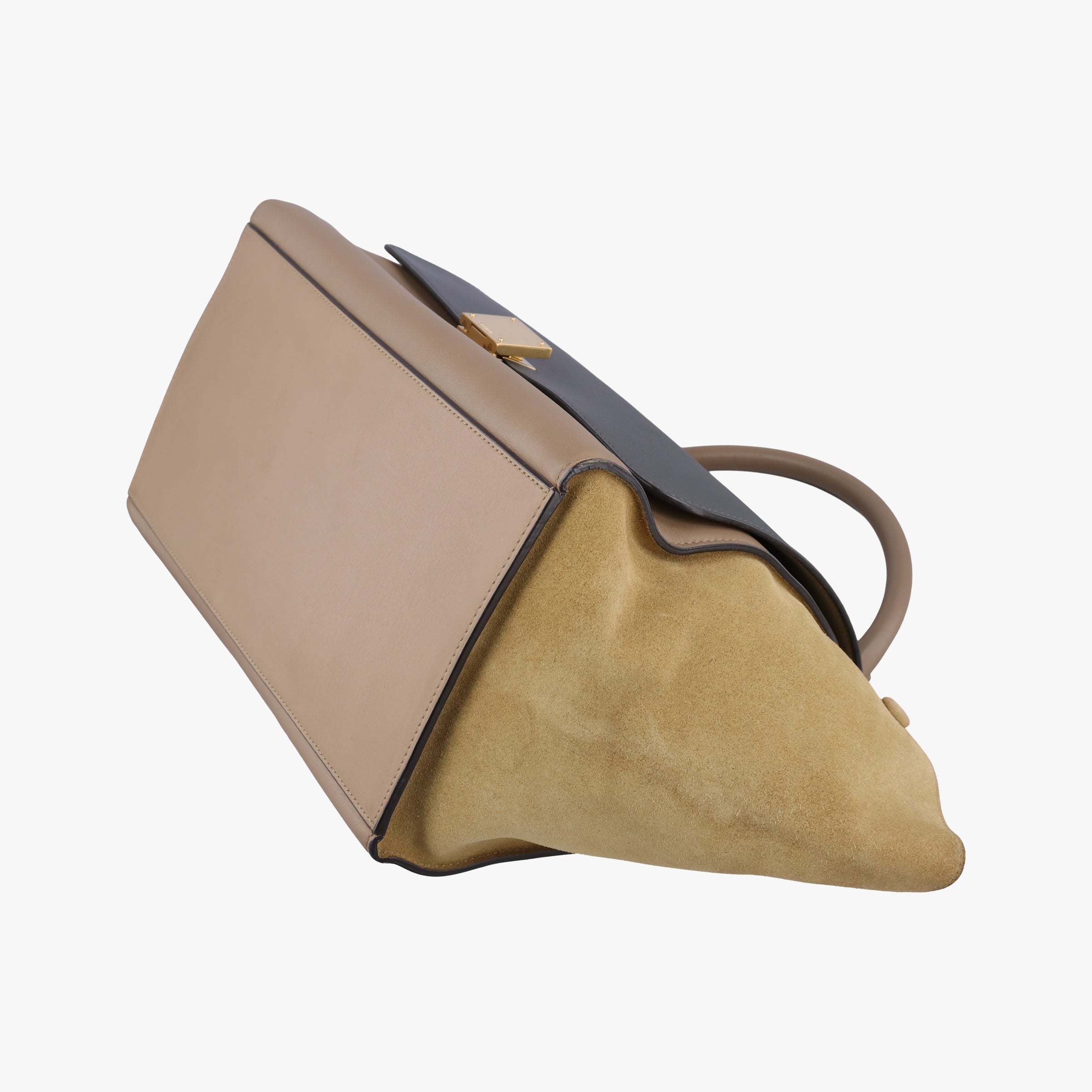 Vintage Celine Trapeze Beige× Gray×brown Suede × leather  shoulderbag | stylenewstar