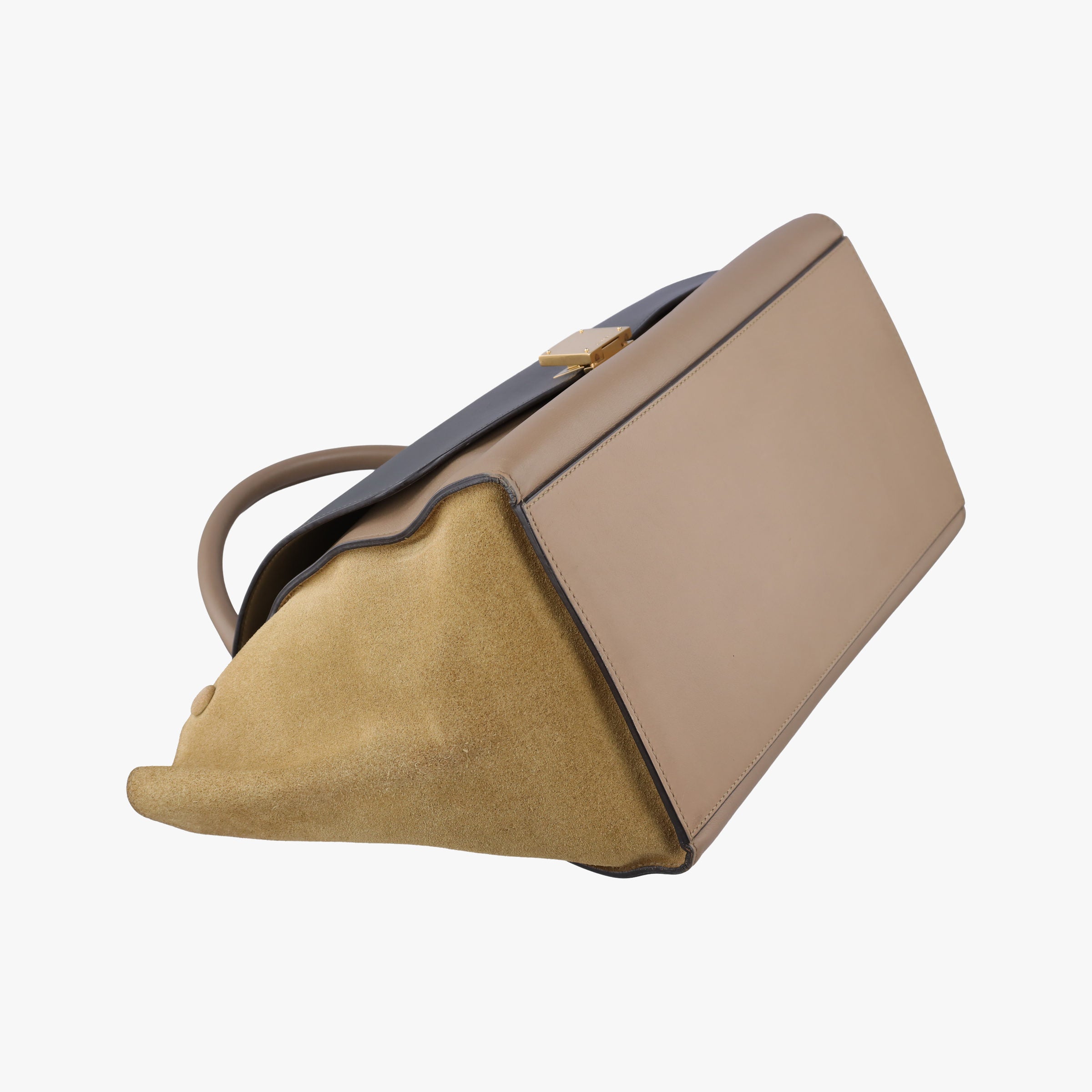 Vintage Celine Trapeze Beige× Gray×brown Suede × leather  shoulderbag | stylenewstar