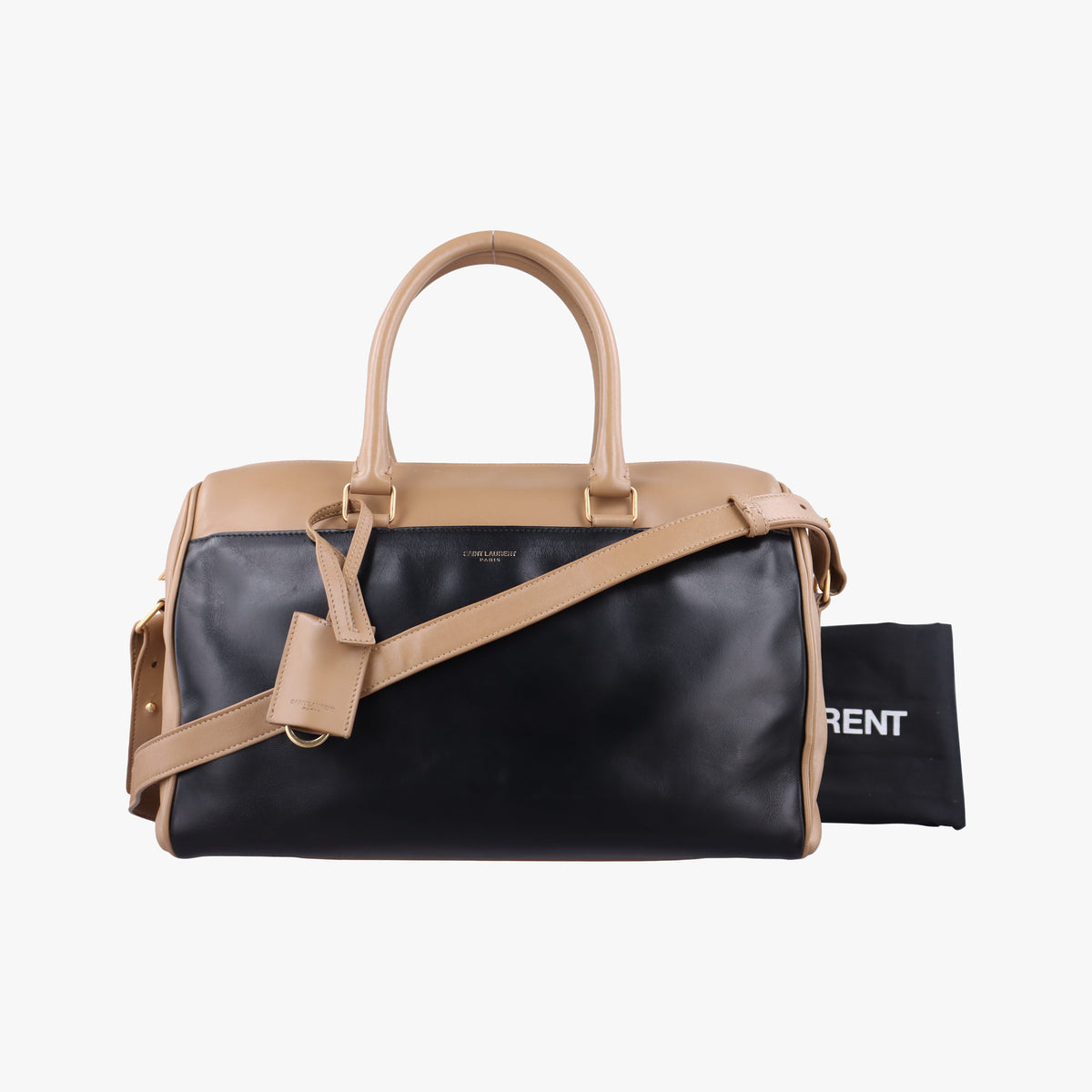 Vintage Yves Saint Laurent CLASSIC DUFFEL6 Black × Khaki Leather 322049 shoulderbag | stylenewstar