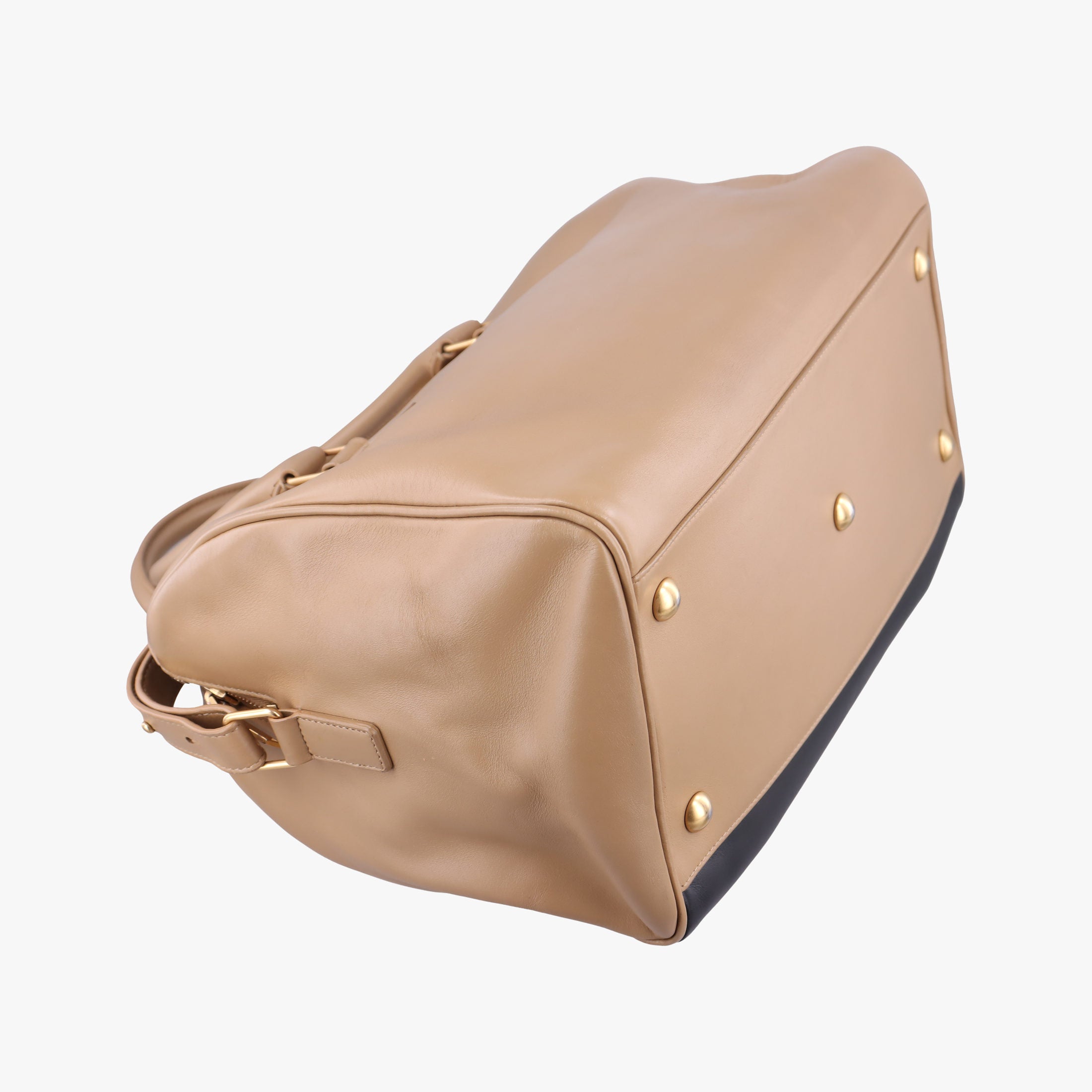 Vintage Yves Saint Laurent CLASSIC DUFFEL6 Black × Khaki Leather 322049 shoulderbag | stylenewstar