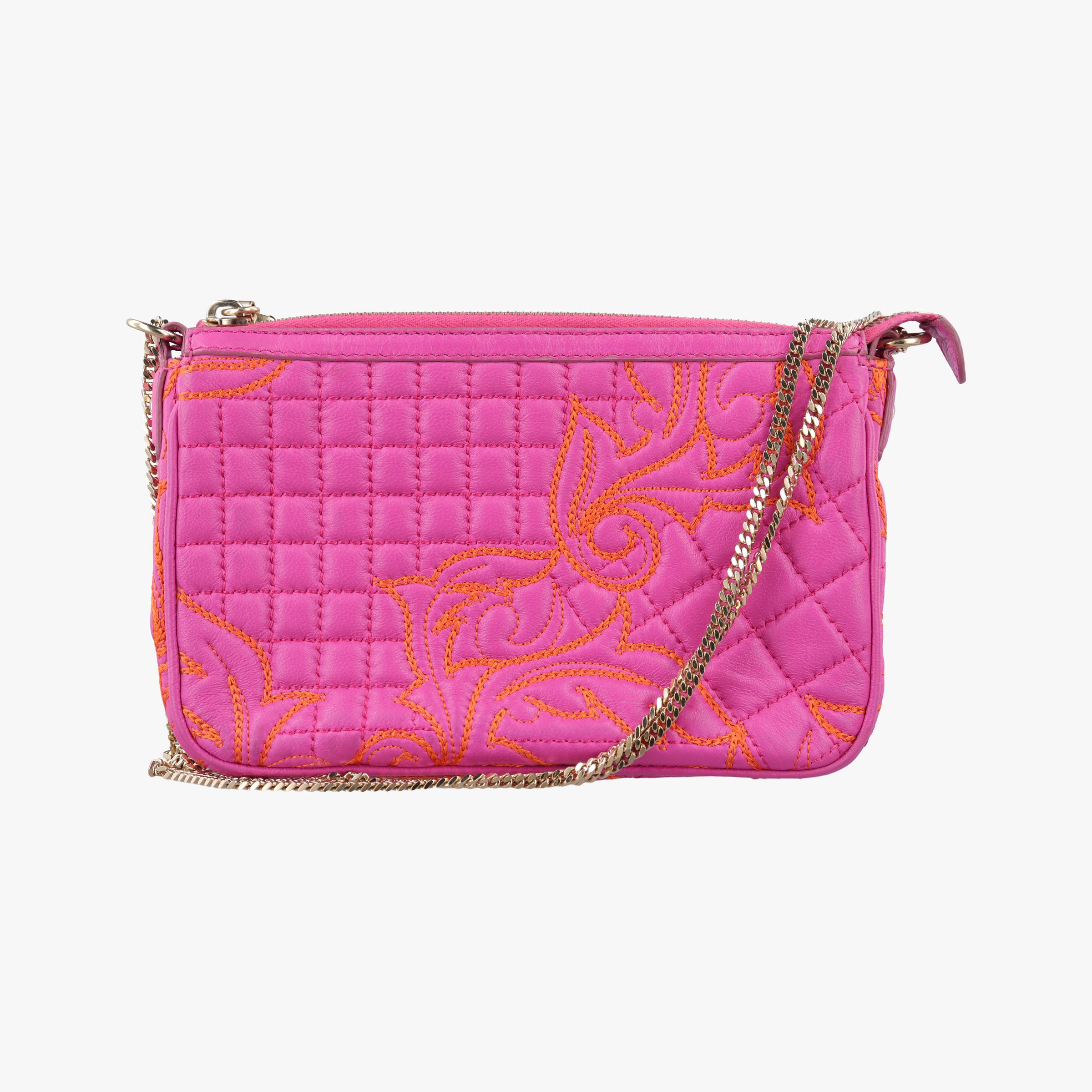 Pre-owned VERSACE Embroidered Vanitas Pink Leather  shoulderbag | stylenewstar