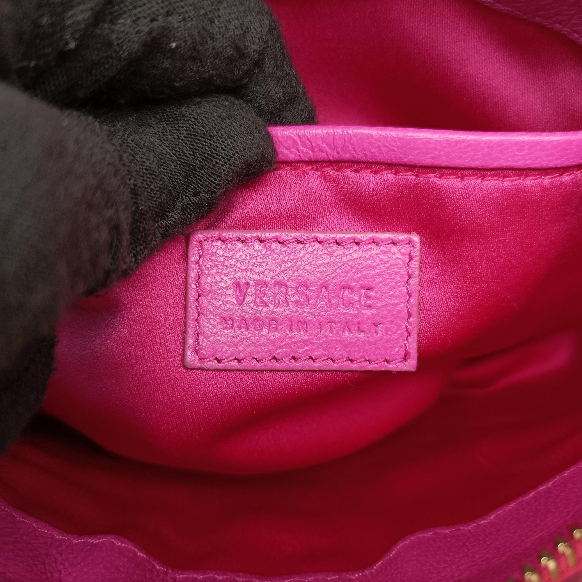 Pre-owned VERSACE Embroidered Vanitas Pink Leather  shoulderbag | stylenewstar
