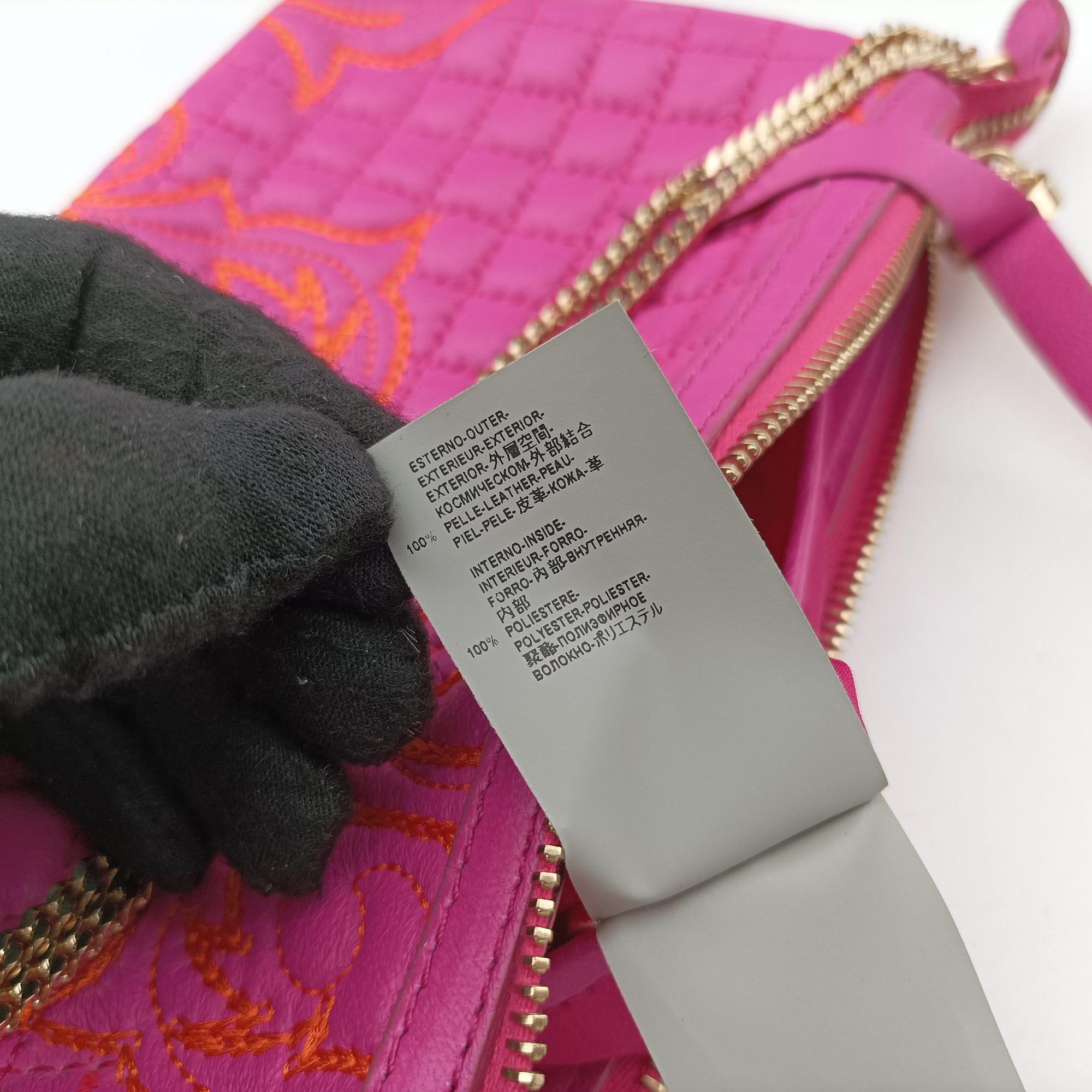 Pre-owned VERSACE Embroidered Vanitas Pink Leather  shoulderbag | stylenewstar