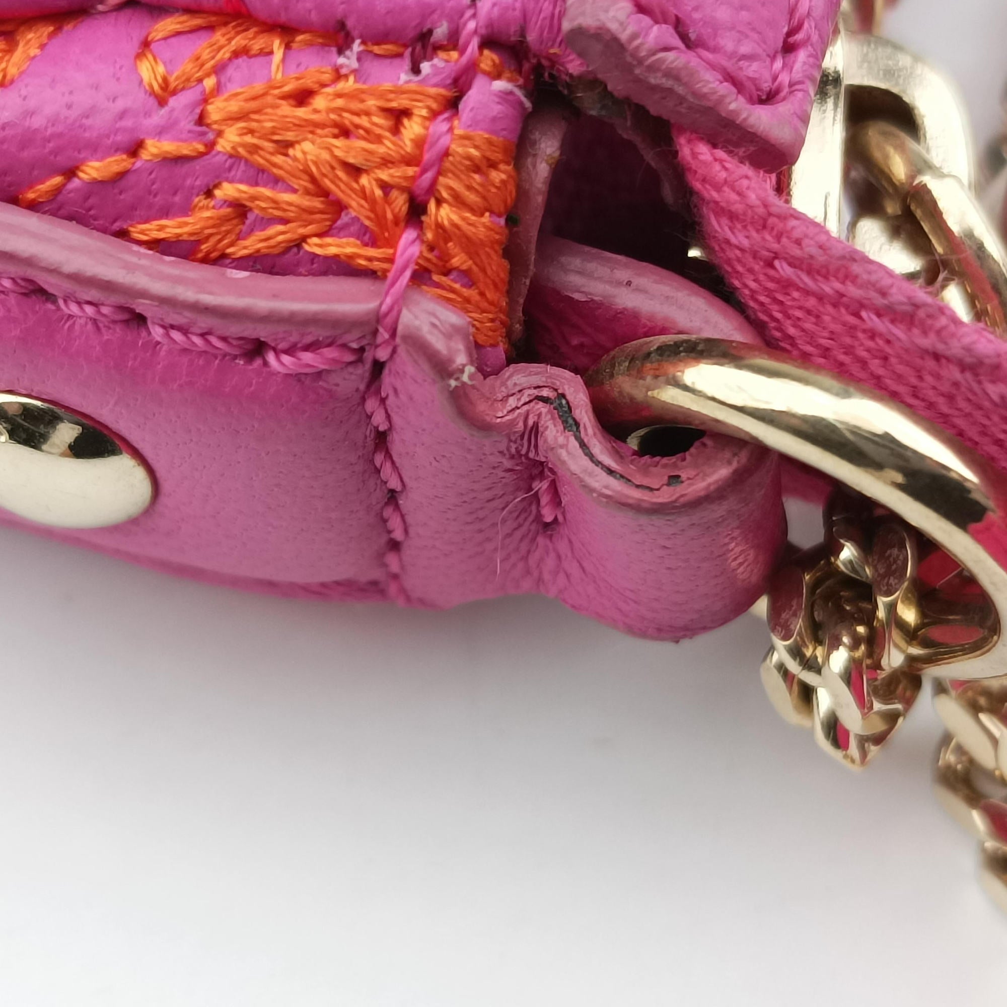 Pre-owned VERSACE Embroidered Vanitas Pink Leather  shoulderbag | stylenewstar