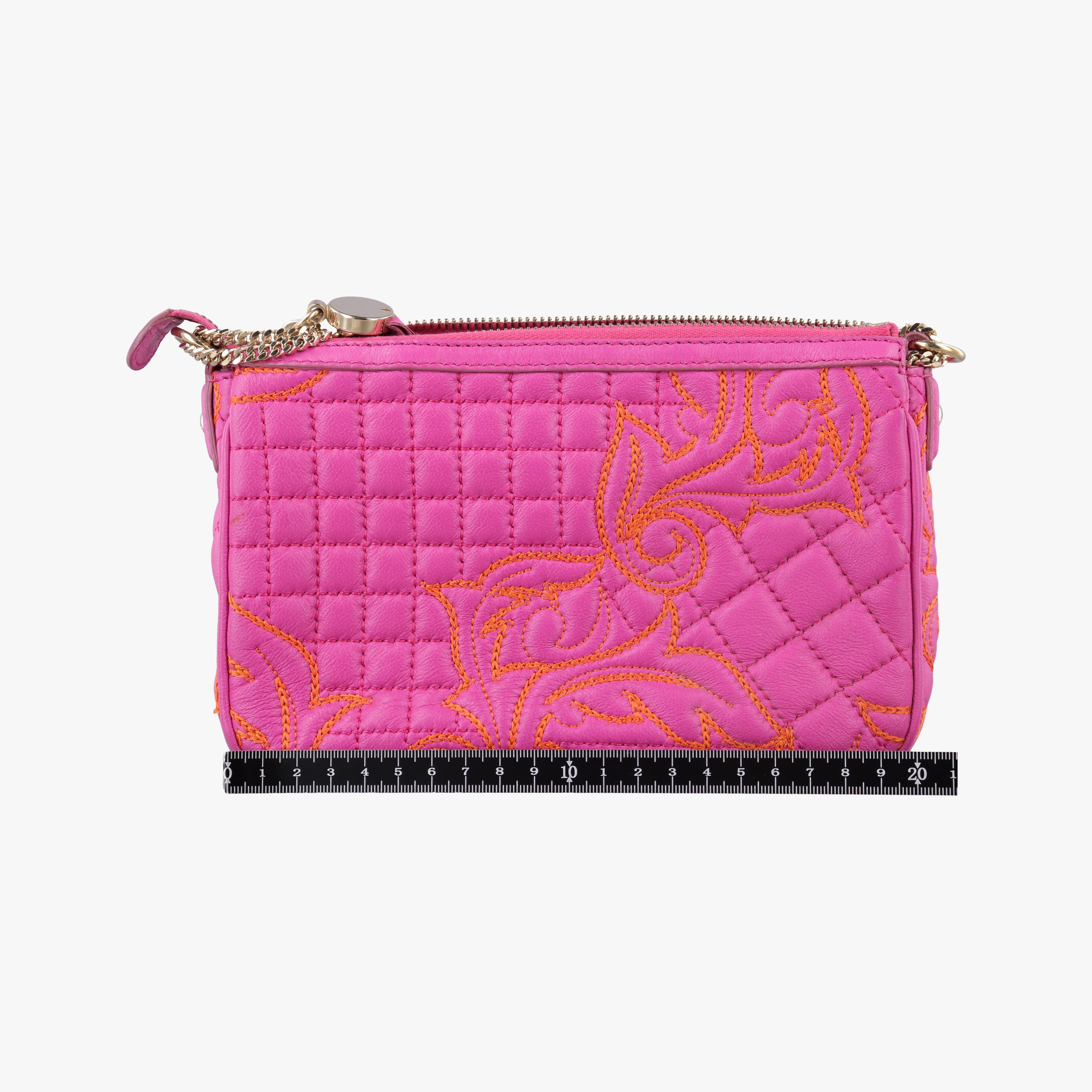 Pre-owned VERSACE Embroidered Vanitas Pink Leather  shoulderbag | stylenewstar