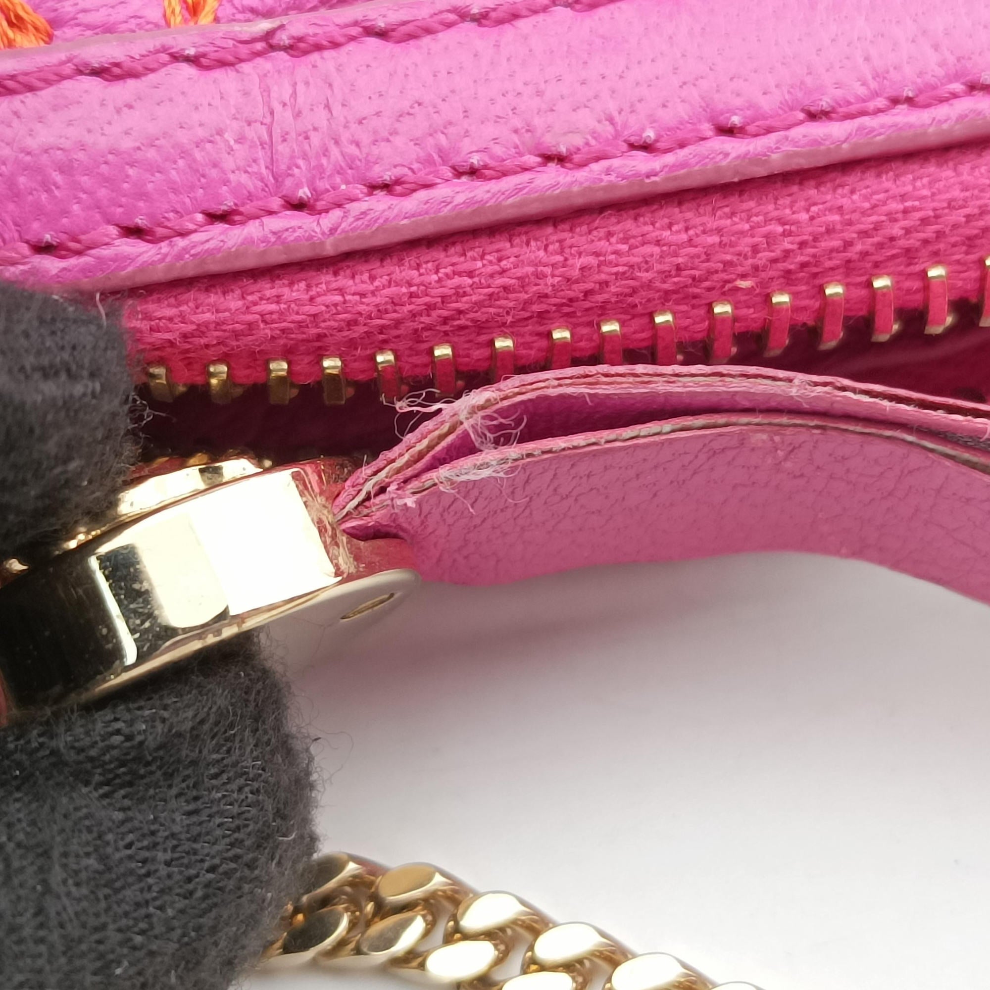 Pre-owned VERSACE Embroidered Vanitas Pink Leather  shoulderbag | stylenewstar