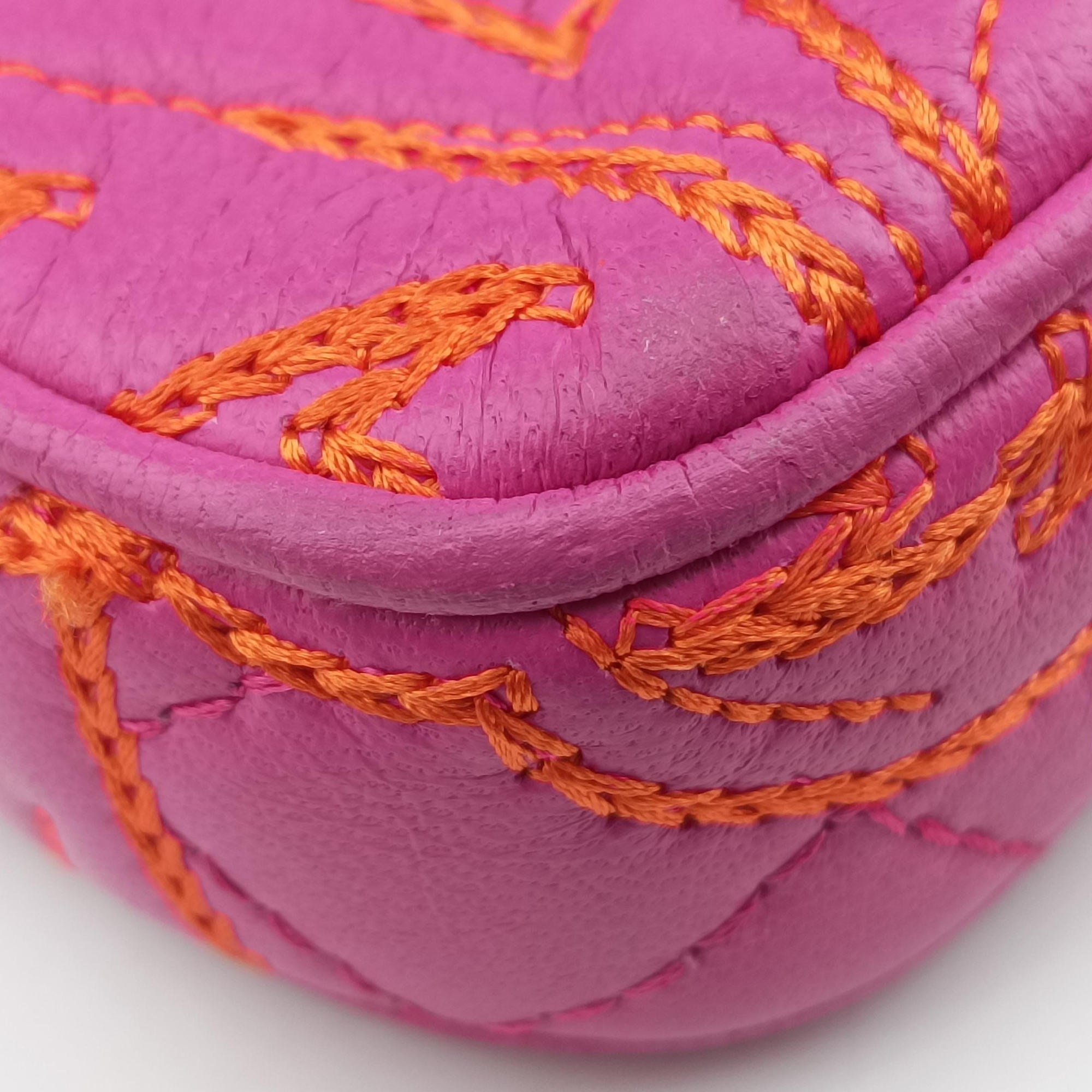 Pre-owned VERSACE Embroidered Vanitas Pink Leather  shoulderbag | stylenewstar