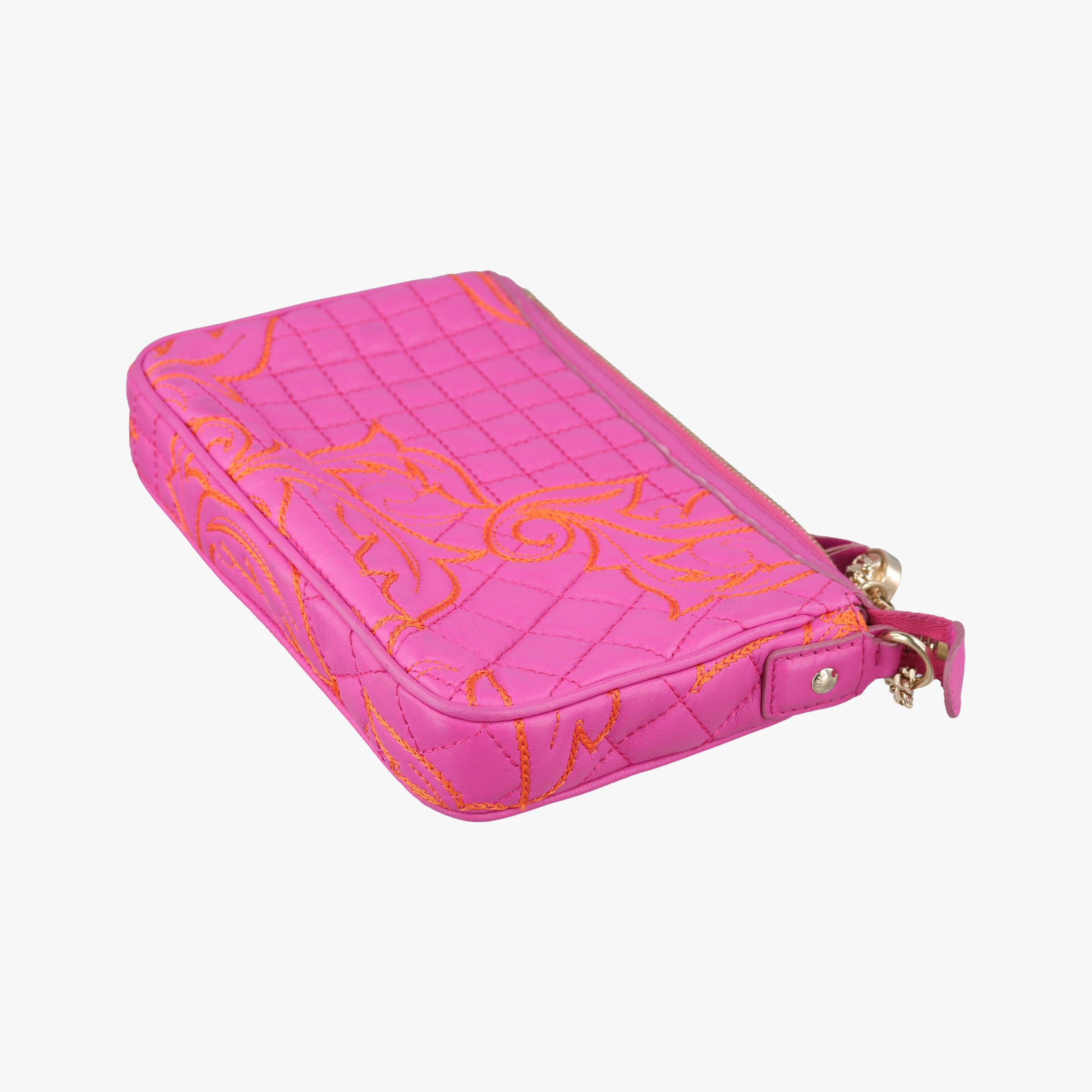 Pre-owned VERSACE Embroidered Vanitas Pink Leather  shoulderbag | stylenewstar