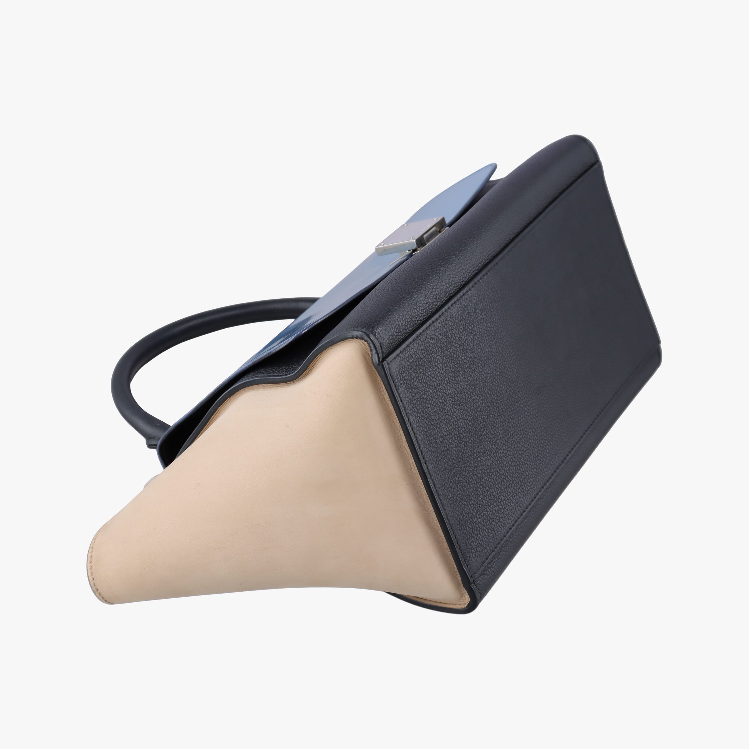 Pre-owned Celine Trapeze Blue×Black×Beige leather  shoulderbag | stylenewstar