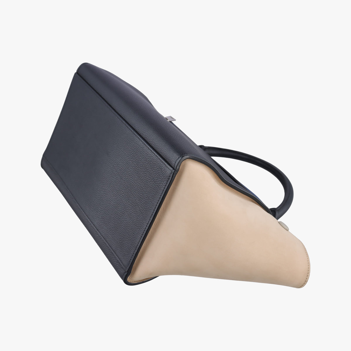 Pre-owned Celine Trapeze Blue×Black×Beige leather  shoulderbag | stylenewstar