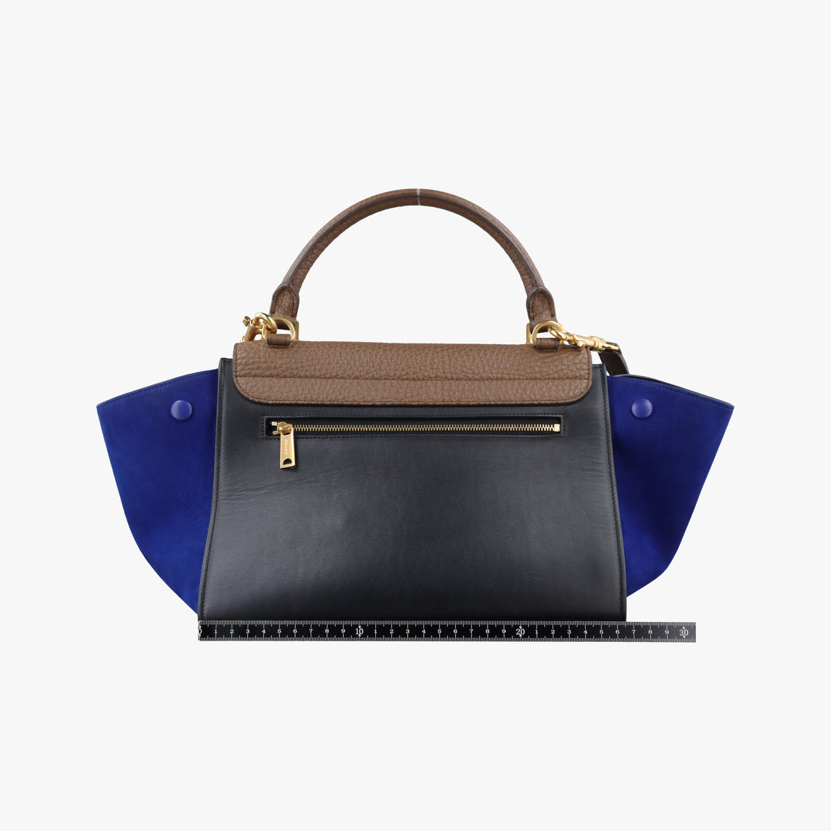 Pre-owned Celine Trapeze Beige×Black×Blue Suede × leather  shoulderbag | stylenewstar