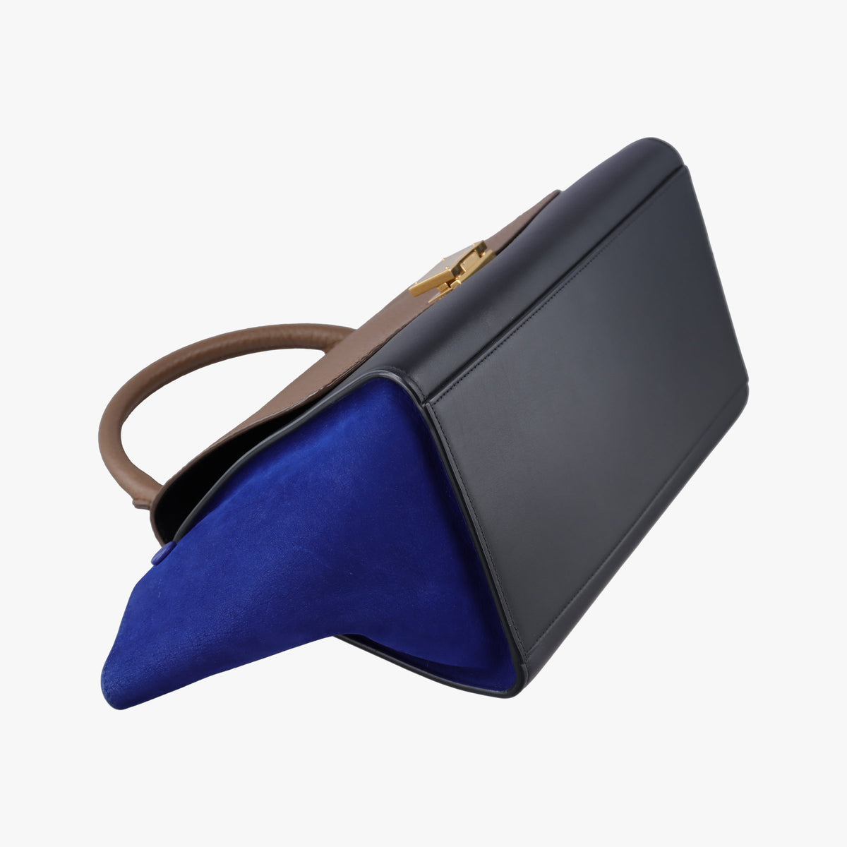Pre-owned Celine Trapeze Beige×Black×Blue Suede × leather  shoulderbag | stylenewstar
