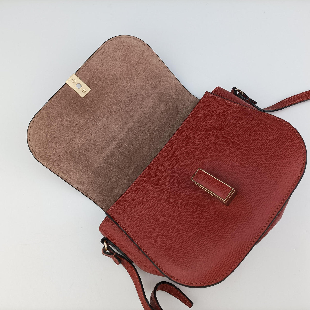 Pre-owned Valextra Iside Terracotta Soft Calfskin Leather  shoulderbag | stylenewstar