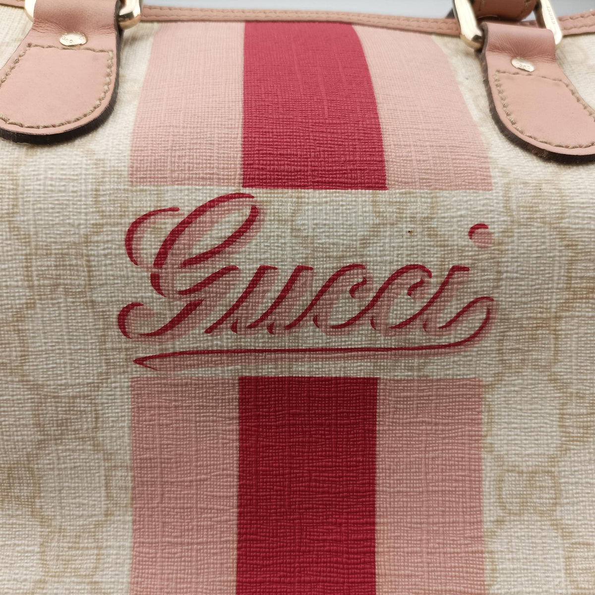 Vintage Gucci UNICEF Joy White×Pink PVC coated canvas×Leather 189895 handbag | stylenewstar