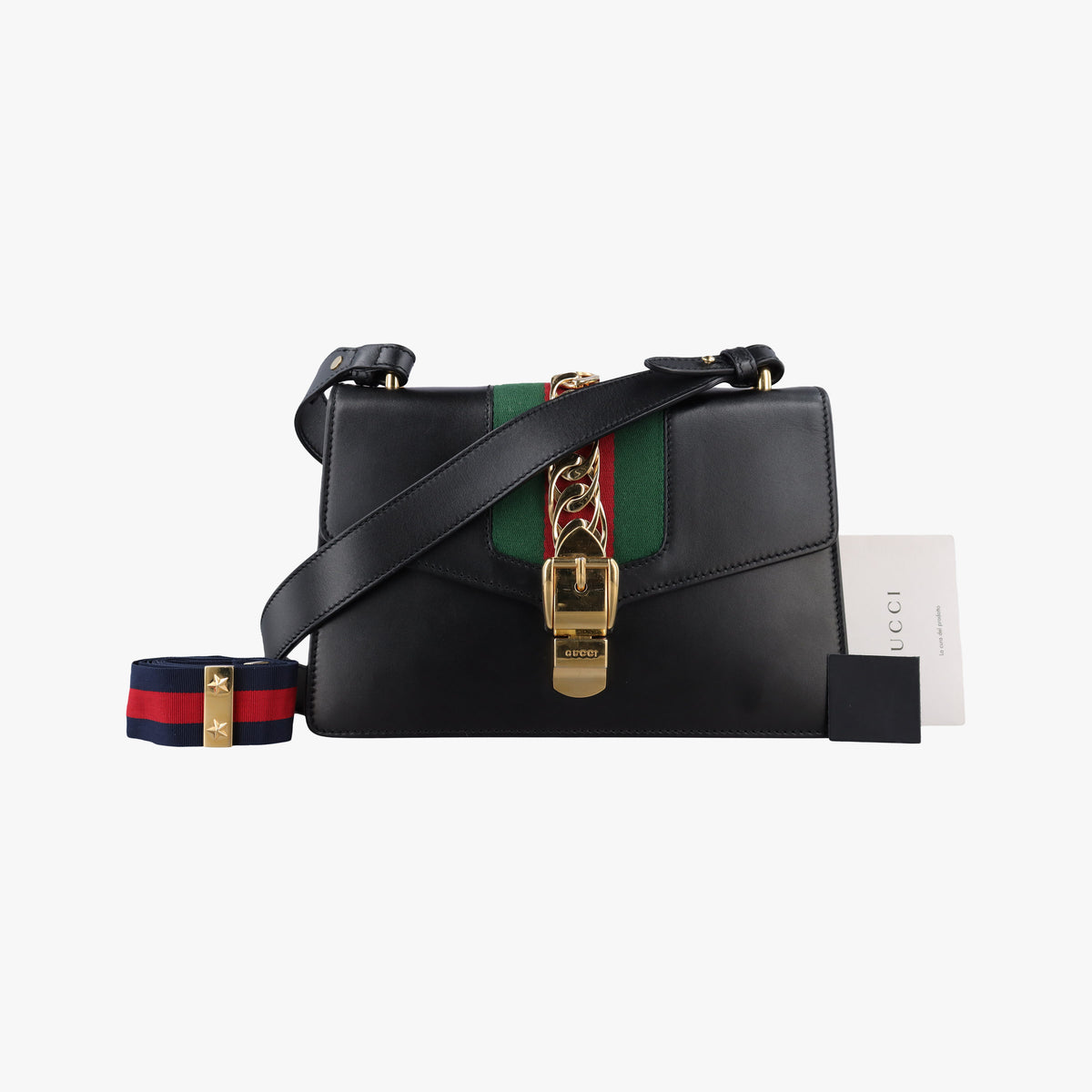 Vintage Gucci Sylvie Black×green×red Leather 421882 shoulderbag | stylenewstar