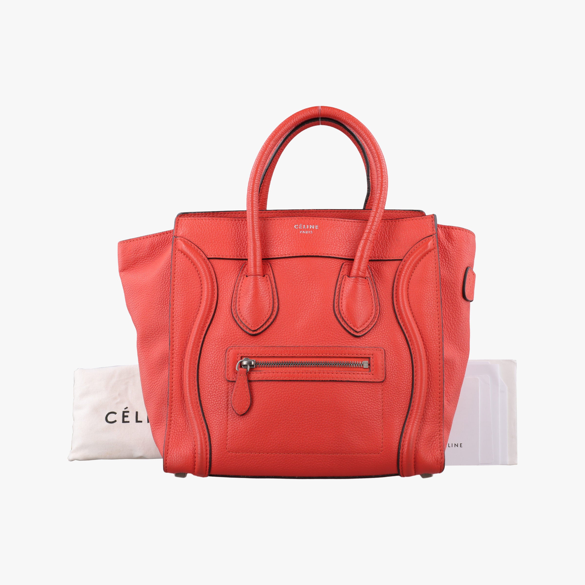 Pre-owned Celine Luggage Micro shopper Orange Leather  handbag | stylenewstar