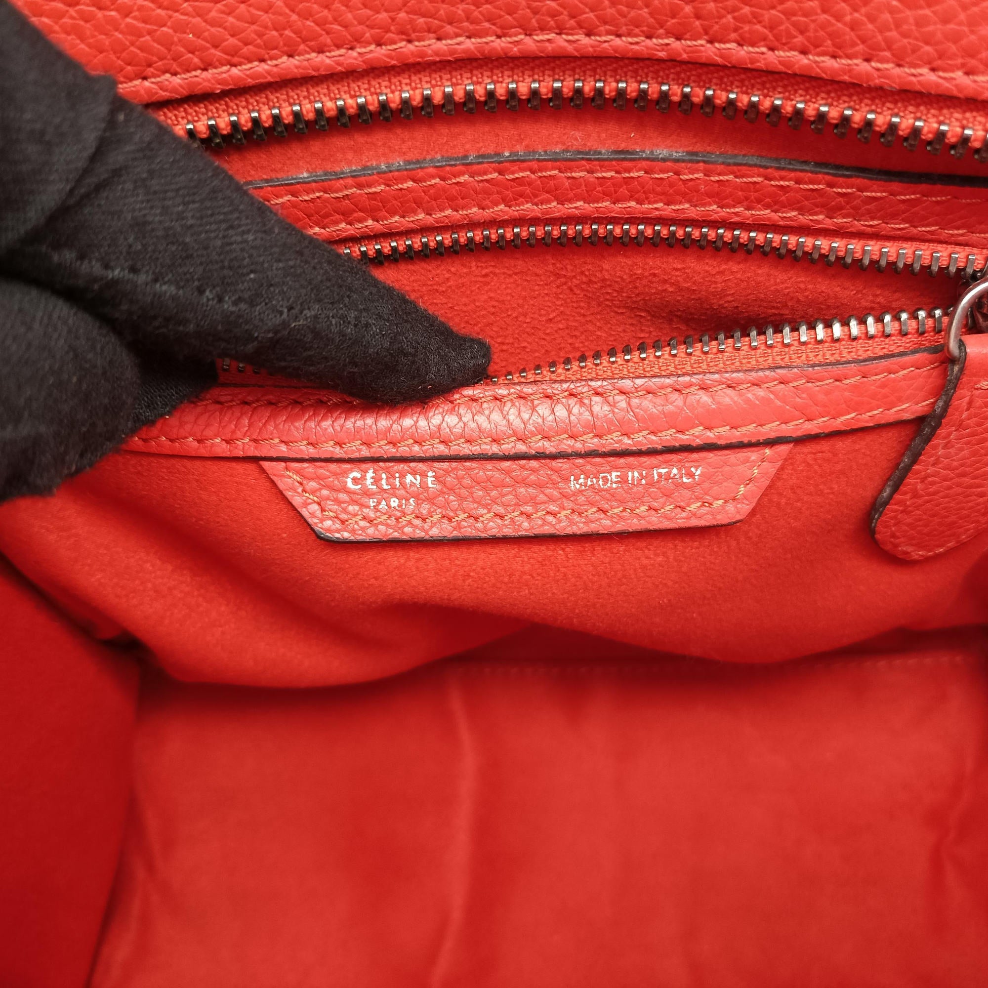 Pre-owned Celine Luggage Micro shopper Orange Leather  handbag | stylenewstar