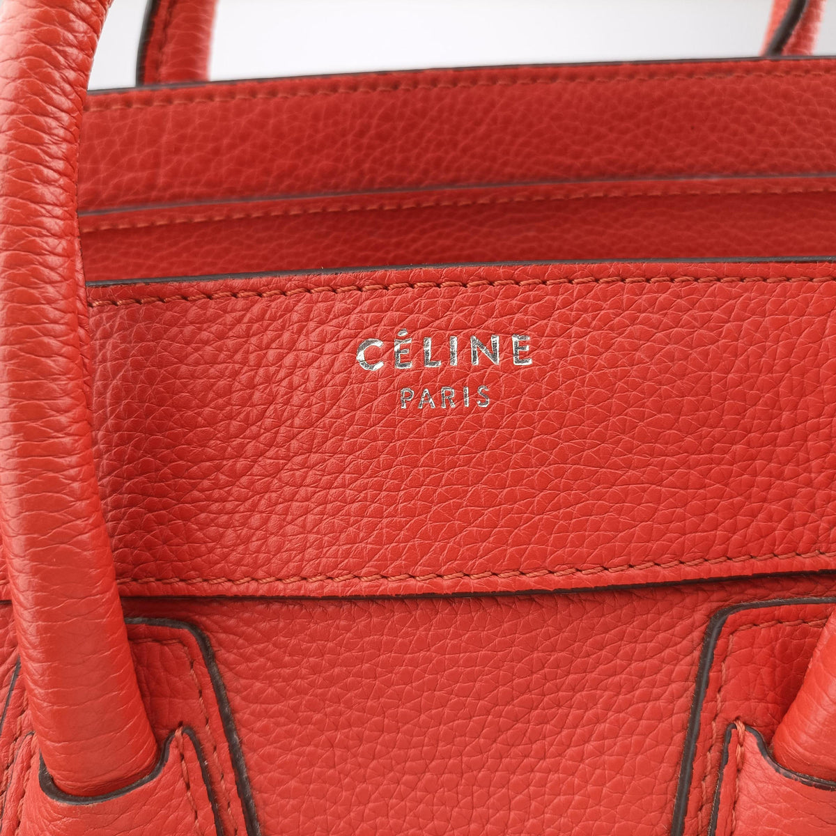 Pre-owned Celine Luggage Micro shopper Orange Leather  handbag | stylenewstar