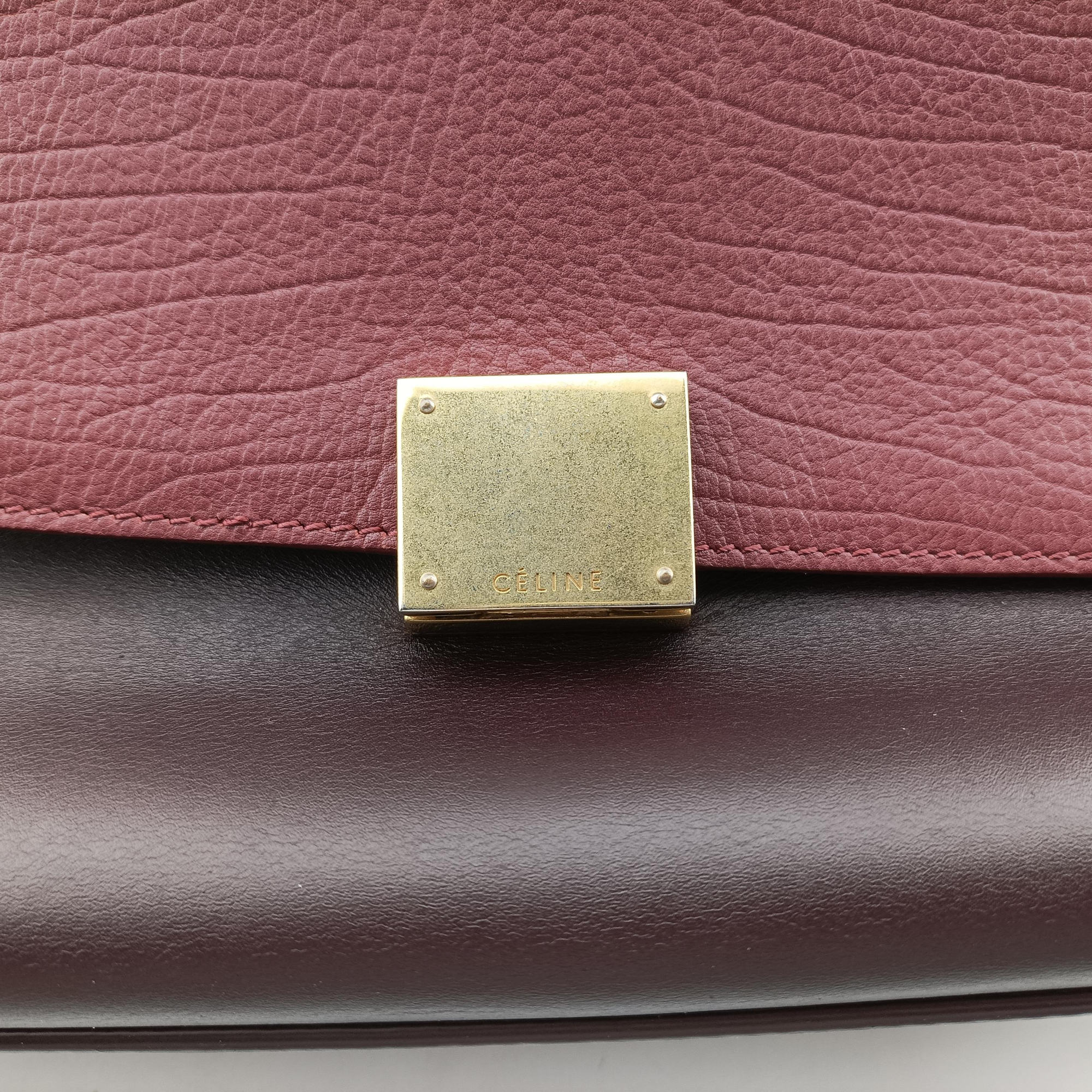 Secondhand Celine Trapeze Bordeaux×Black×Brown Suede × leather  shoulderbag | stylenewstar