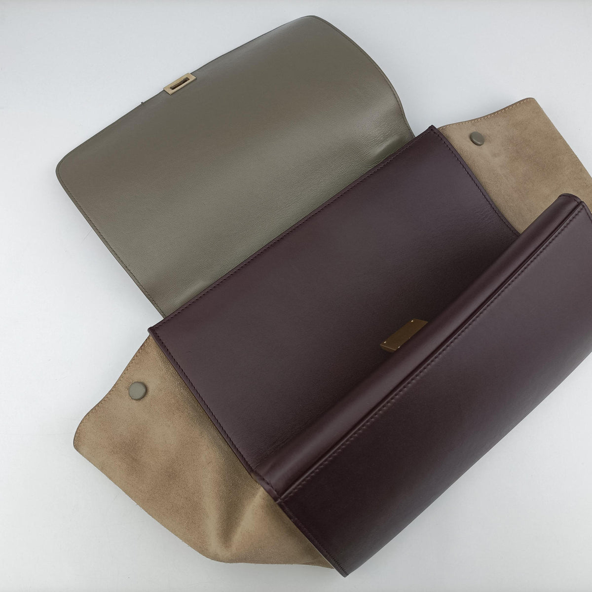 Secondhand Celine Trapeze Bordeaux×Black×Brown Suede × leather  shoulderbag | stylenewstar
