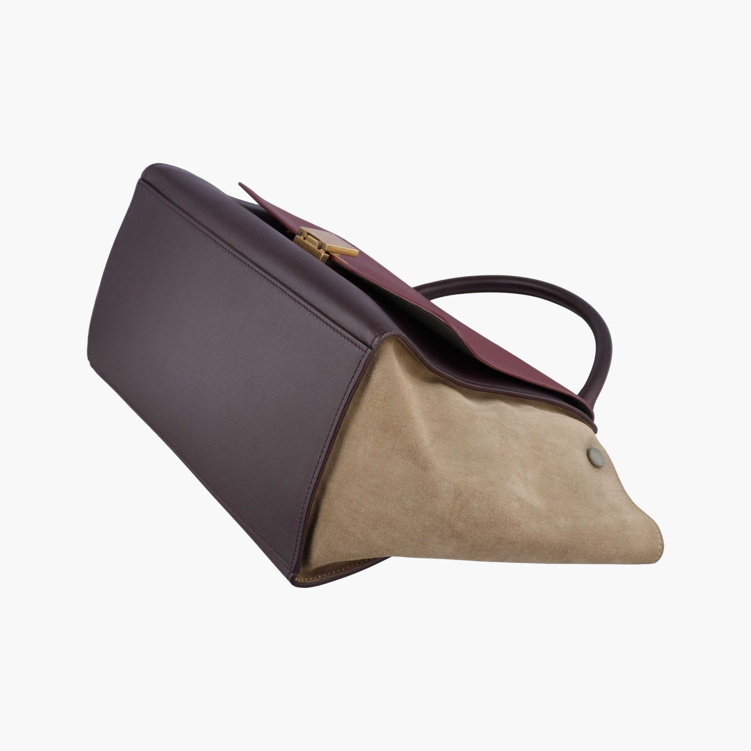 Secondhand Celine Trapeze Bordeaux×Black×Brown Suede × leather  shoulderbag | stylenewstar