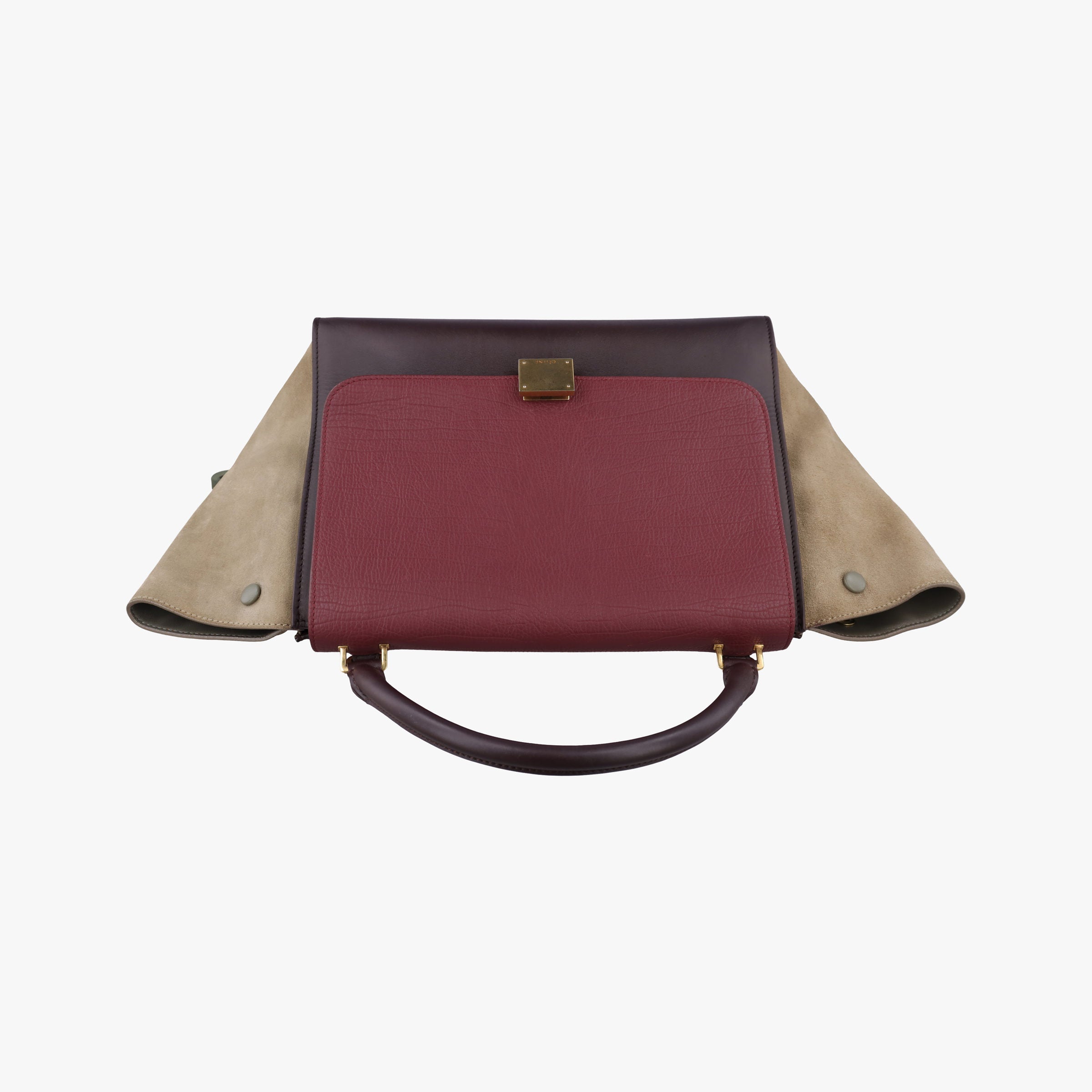 Secondhand Celine Trapeze Bordeaux×Black×Brown Suede × leather  shoulderbag | stylenewstar