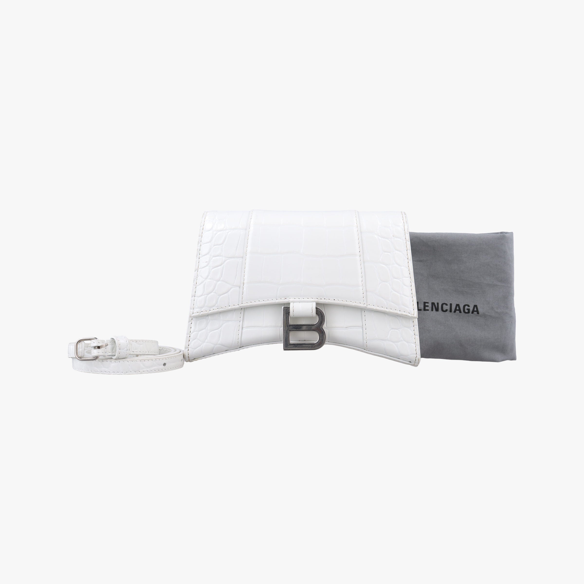 Pre-owned Balenciaga Hourglass White leather  shoulderbag | stylenewstar