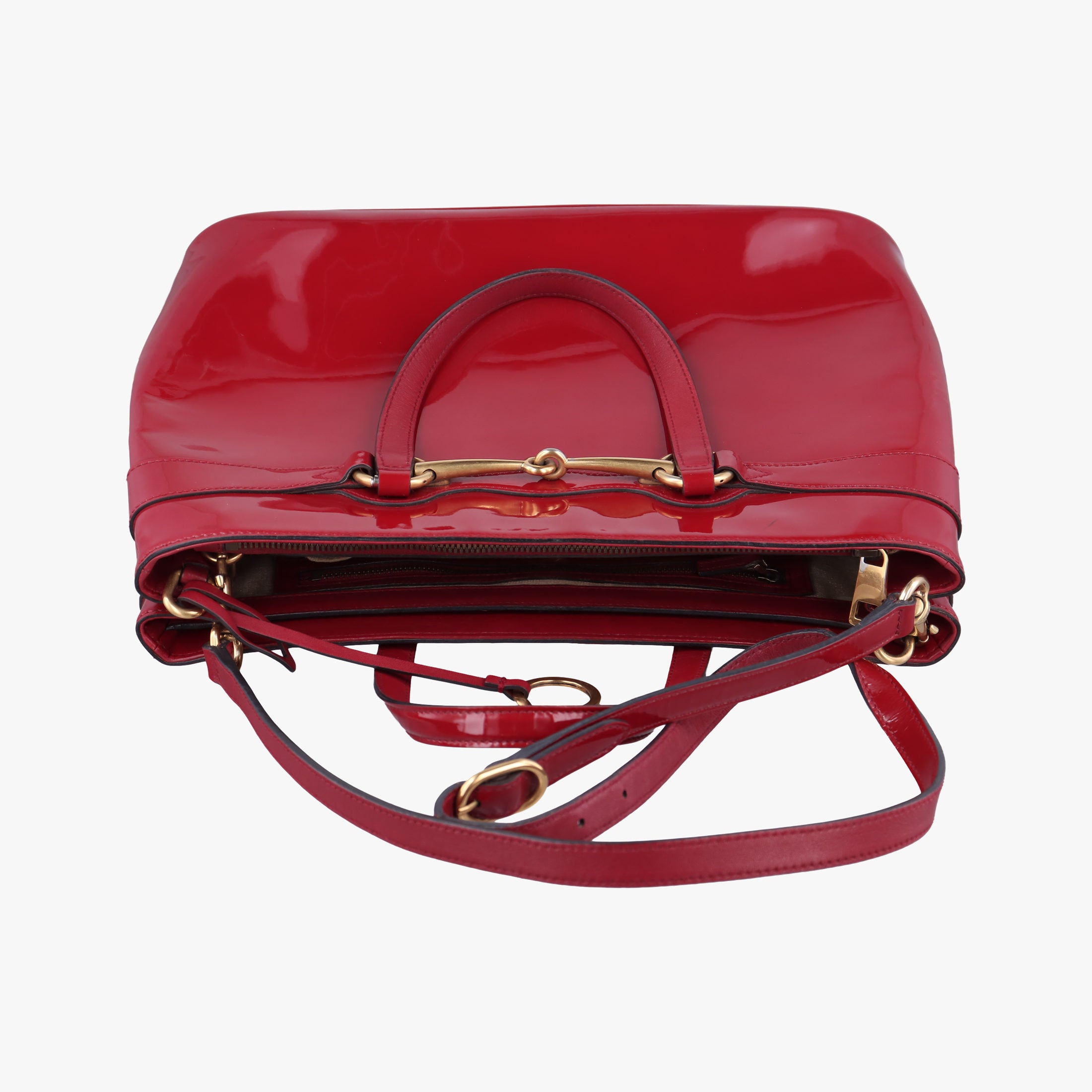 Pre-owned Gucci Bright Bit Red Patent Leather 319795 shoulderbag | stylenewstar