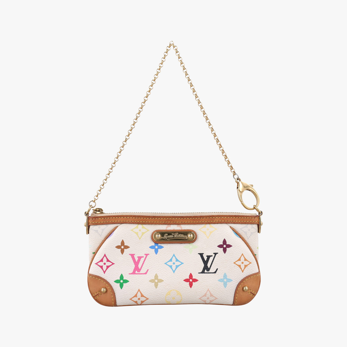 Pre-owned Louis Vuitton Pochette Mira MM Pouch white Monogram Multicolor M60096 handbag | stylenewstar