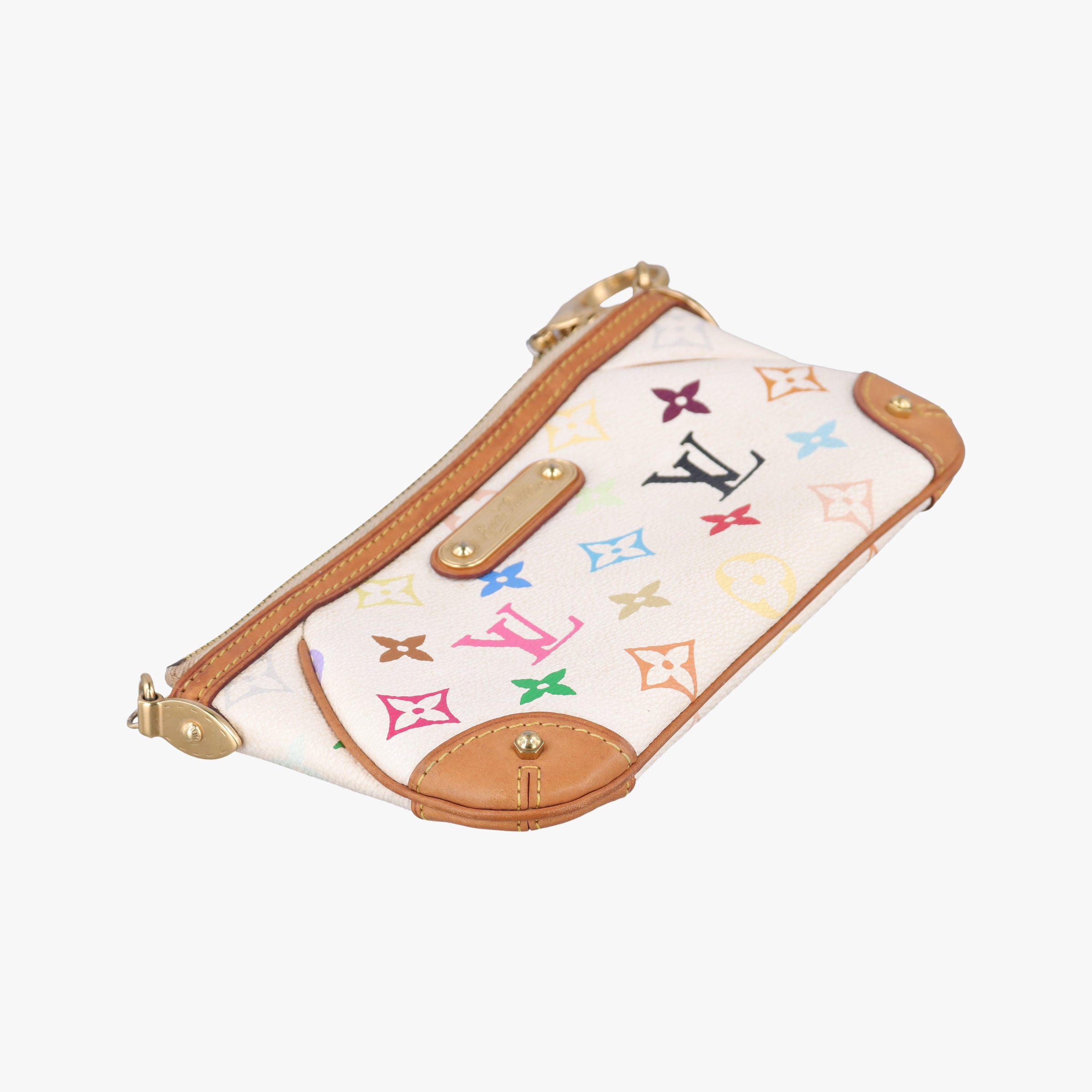Pre-owned Louis Vuitton Pochette Mira MM Pouch white Monogram Multicolor M60096 handbag | stylenewstar
