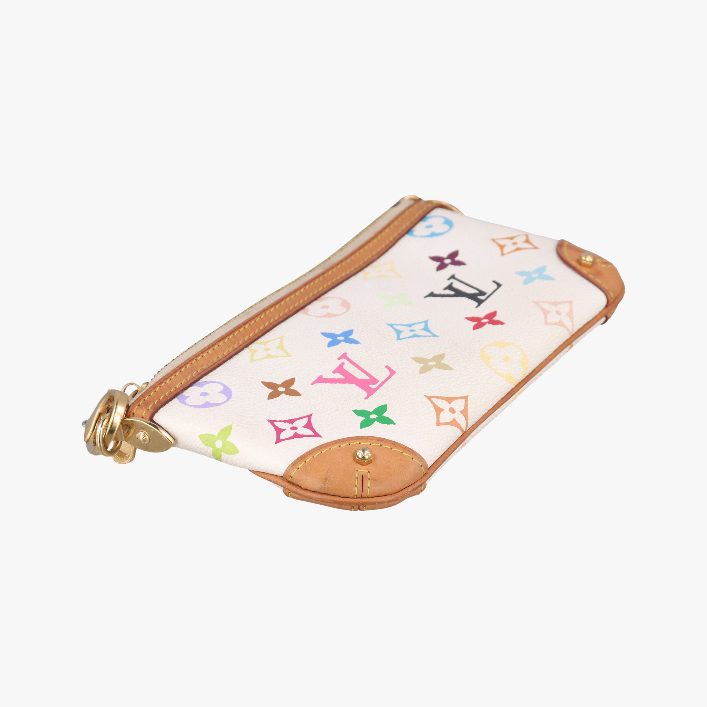 Pre-owned Louis Vuitton Pochette Mira MM Pouch white Monogram Multicolor M60096 handbag | stylenewstar