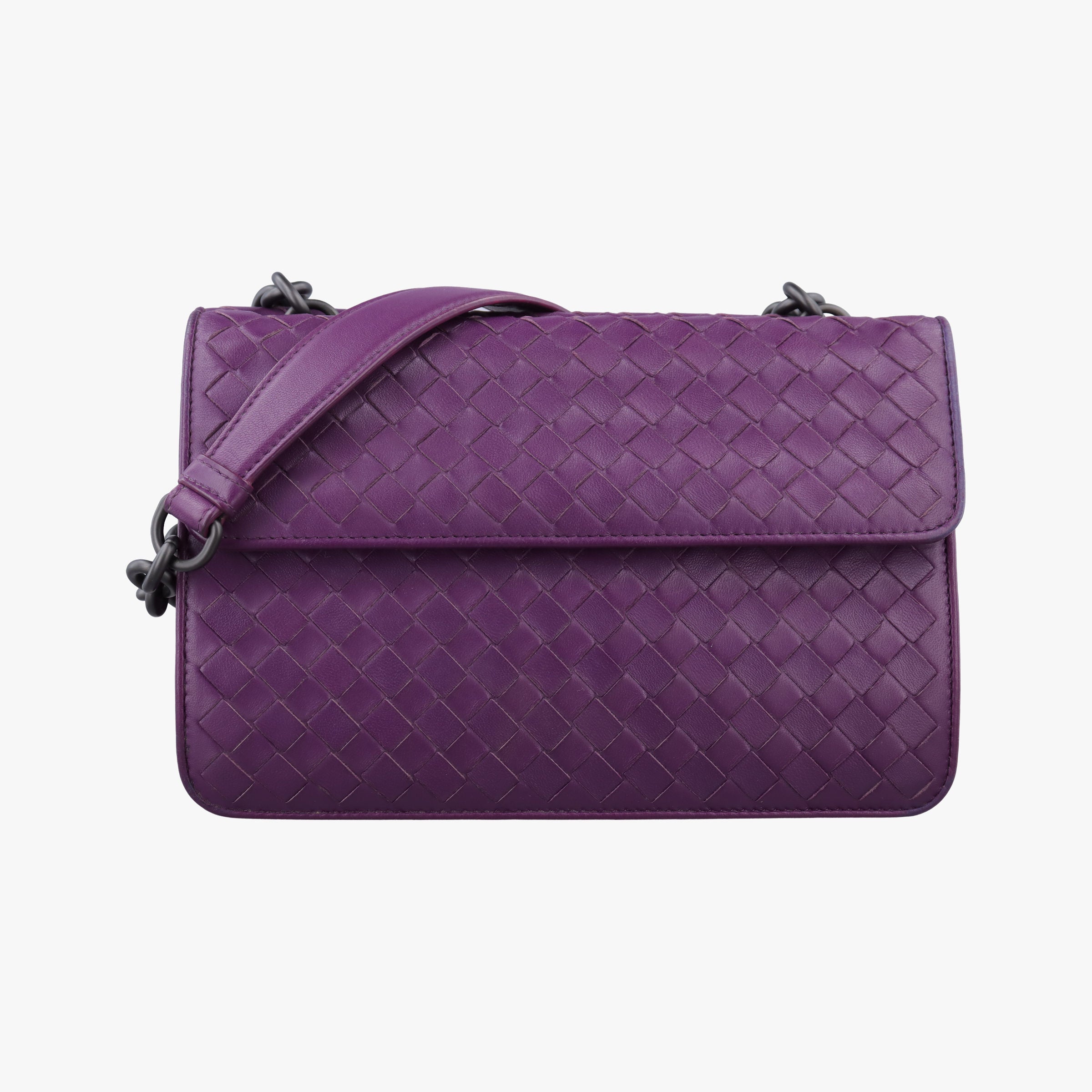 Pre-owned Bottega Veneta Intrecciato Olimpia Purple lambskin  shoulderbag | stylenewstar