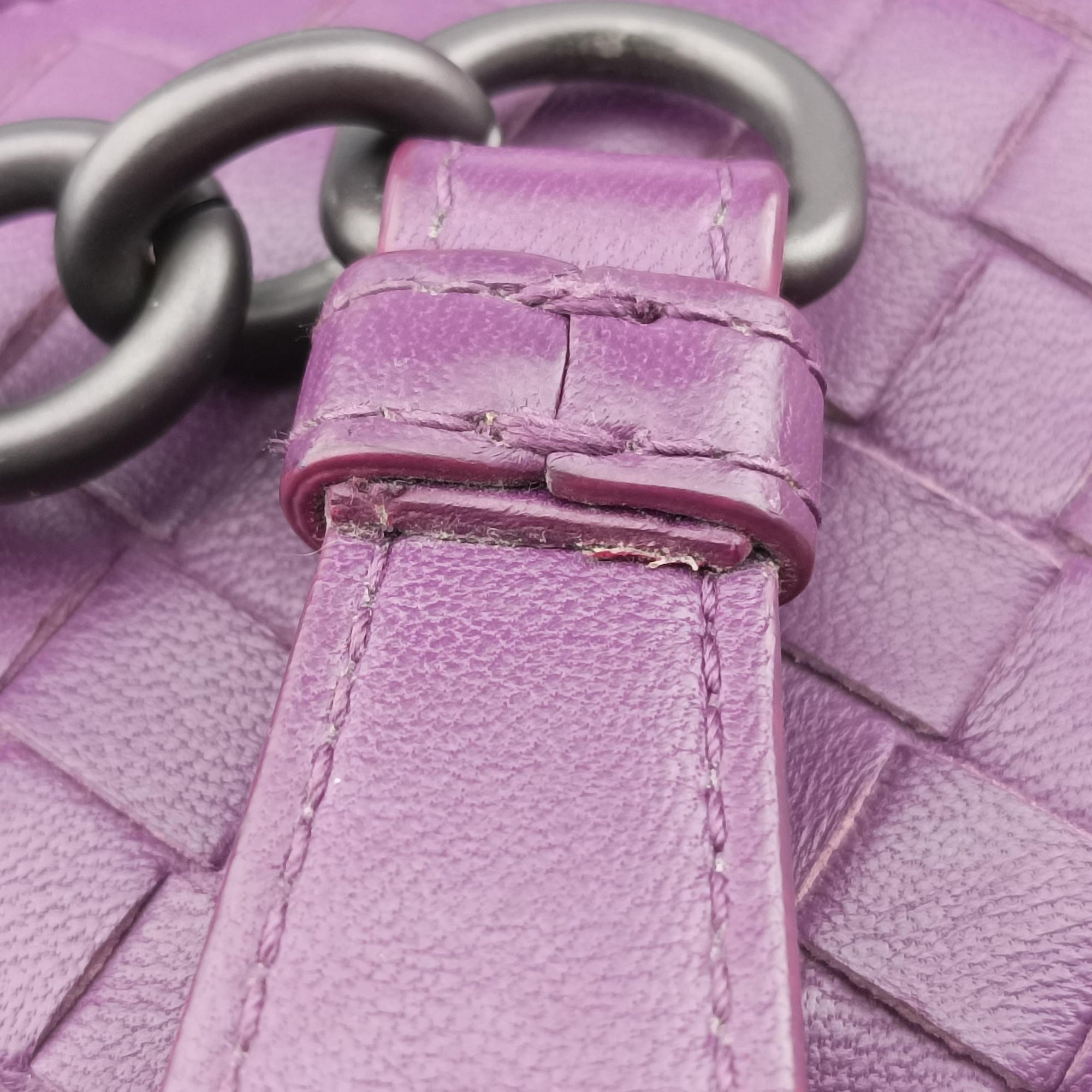 Pre-owned Bottega Veneta Intrecciato Olimpia Purple lambskin  shoulderbag | stylenewstar