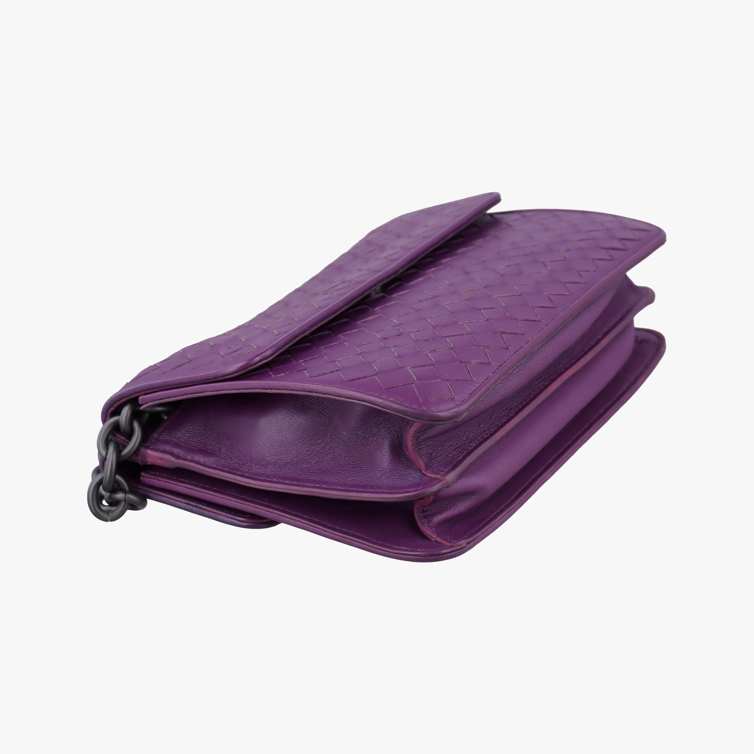 Pre-owned Bottega Veneta Intrecciato Olimpia Purple lambskin  shoulderbag | stylenewstar